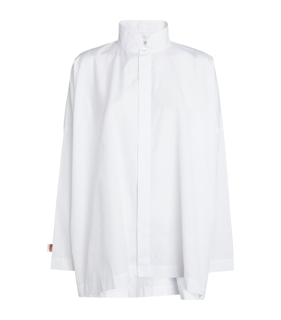 Eskandar Womens Cotton Stand-Collar Shirt White