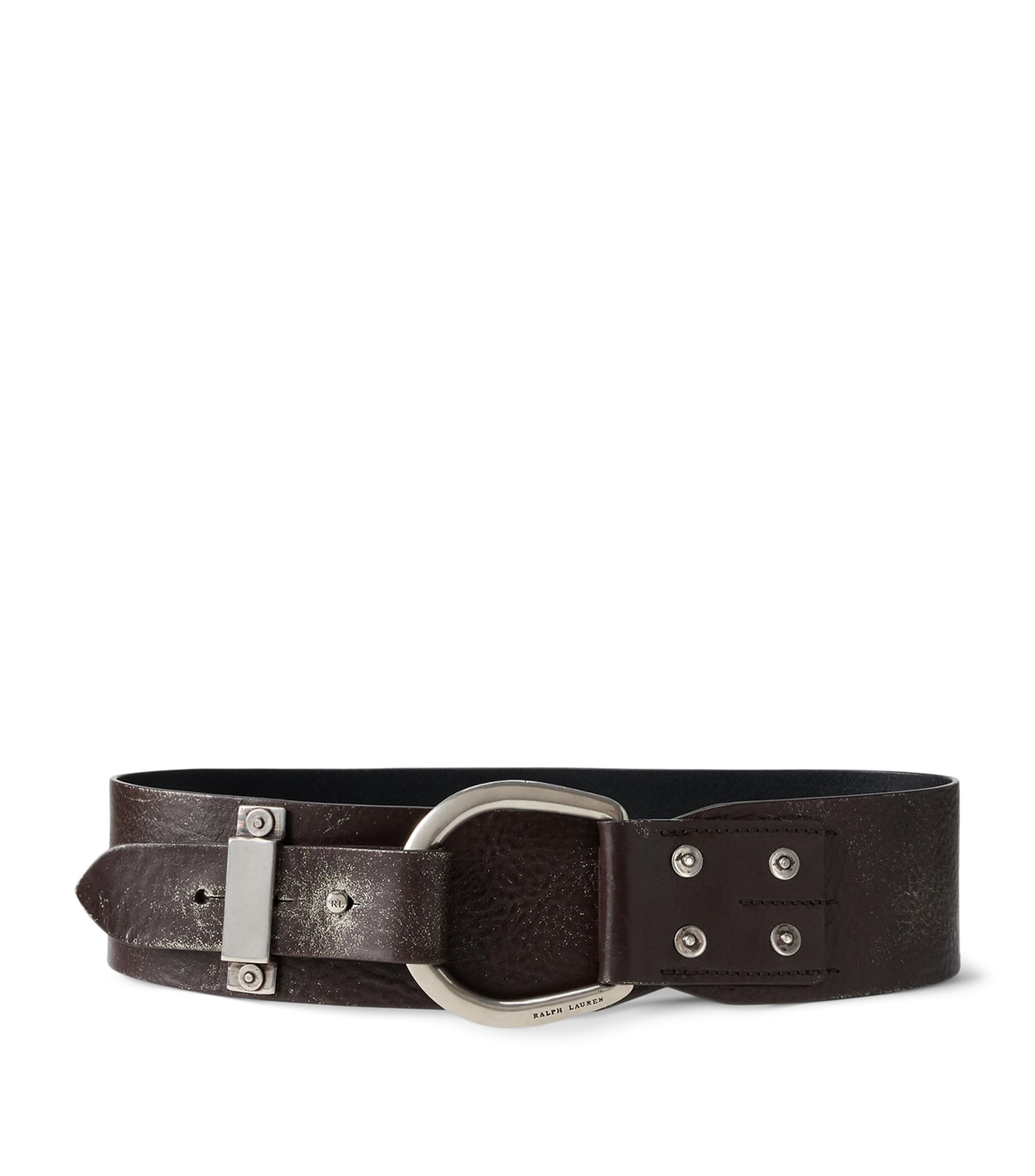 Ralph Lauren Collection Leather Wide Buckle Belt Luggage Brown
