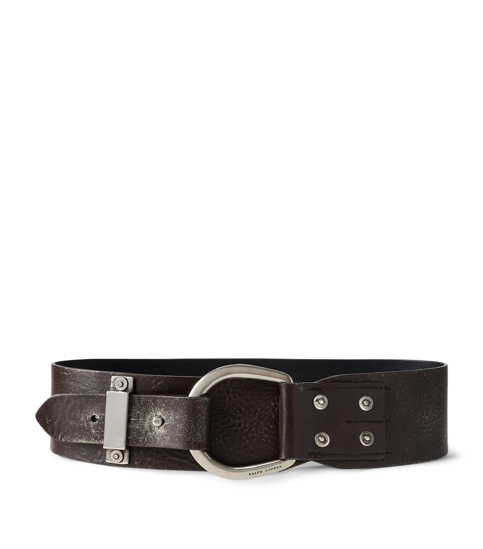 Ralph Lauren Collection Leather Wide Buckle Belt Luggage Brown