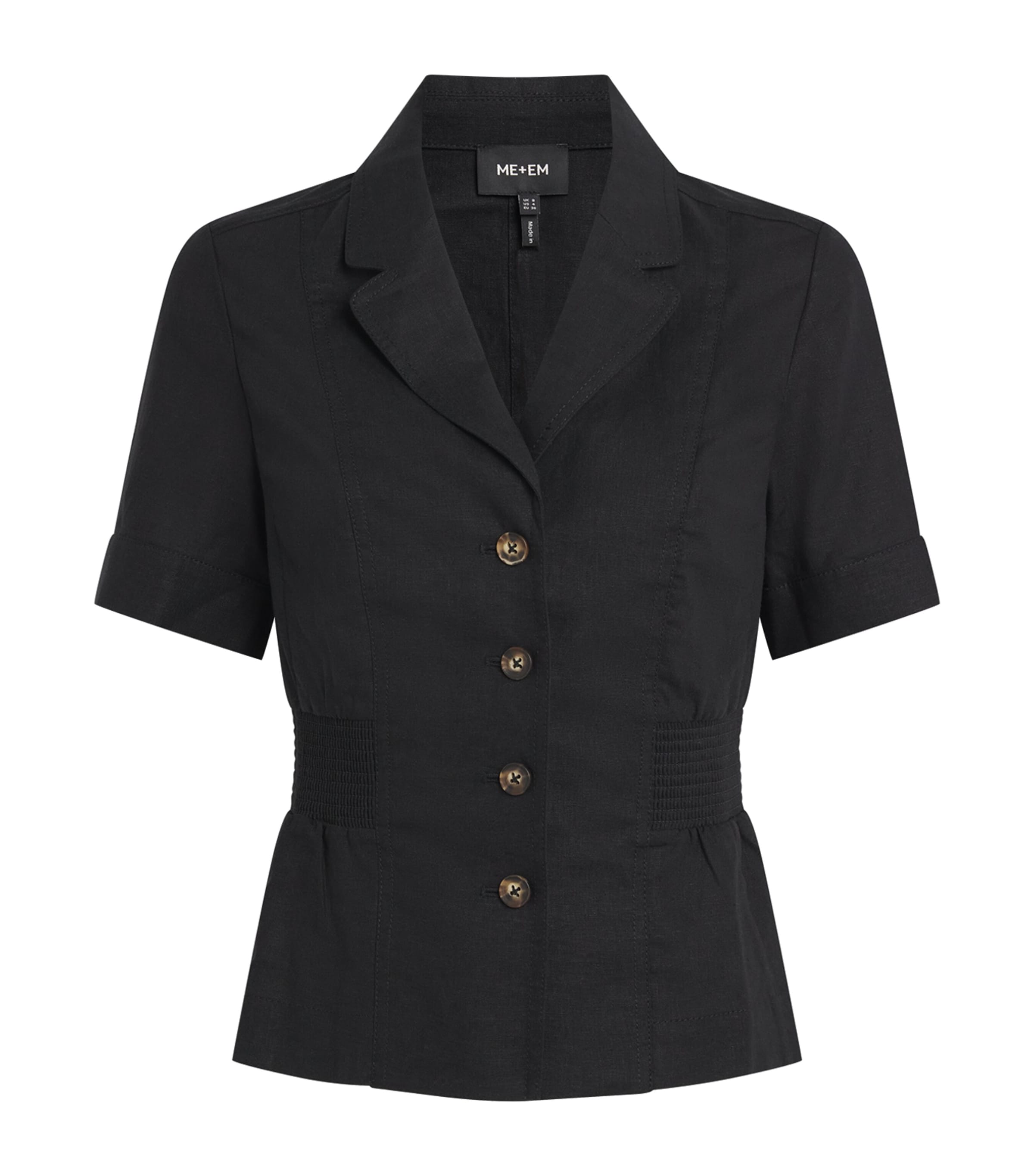 ME+EM Womens Linen-Blend Soft Sculpt Top Black