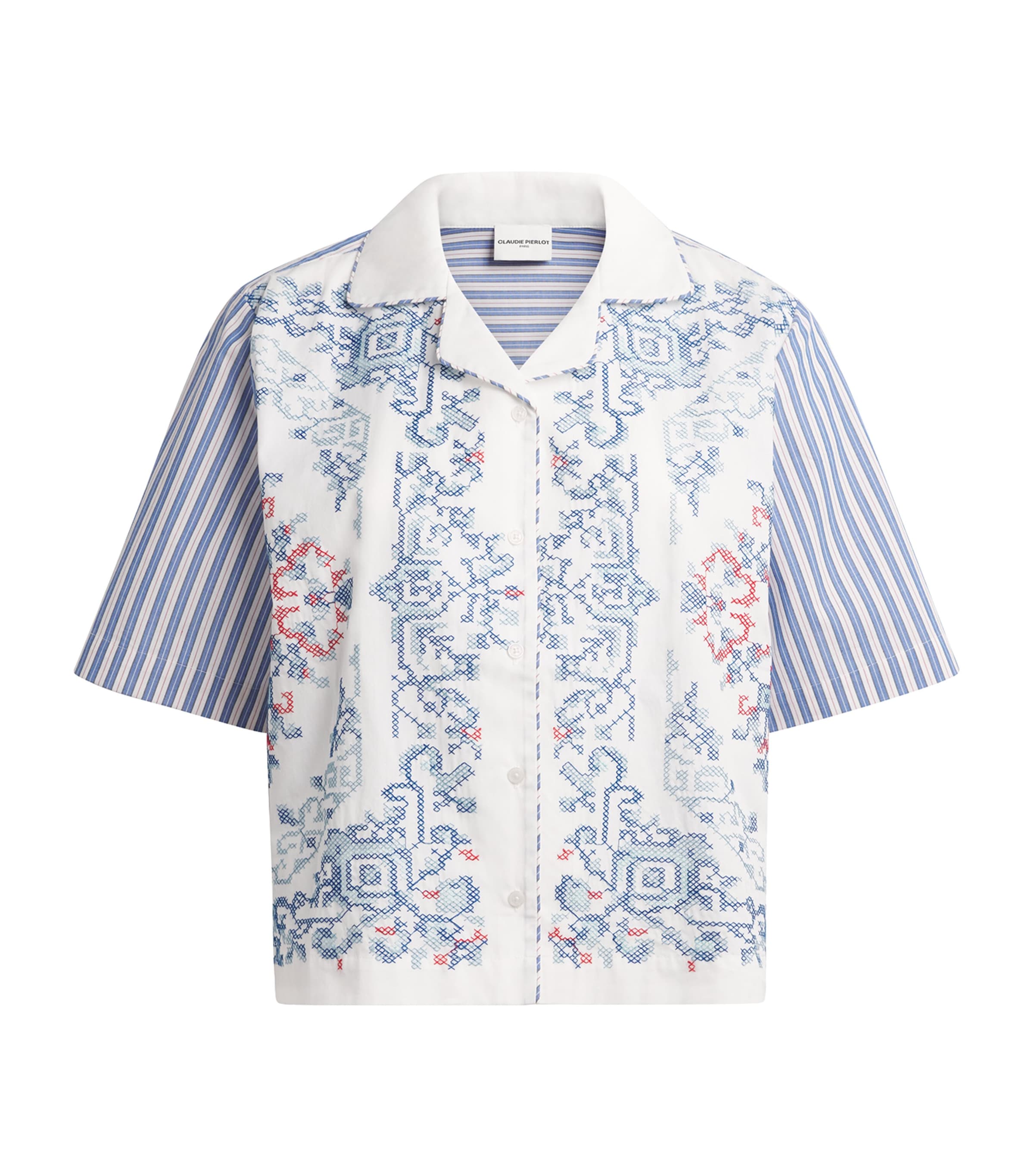 Claudie Pierlot Womens Cotton Embroidered Shirt Multicolored