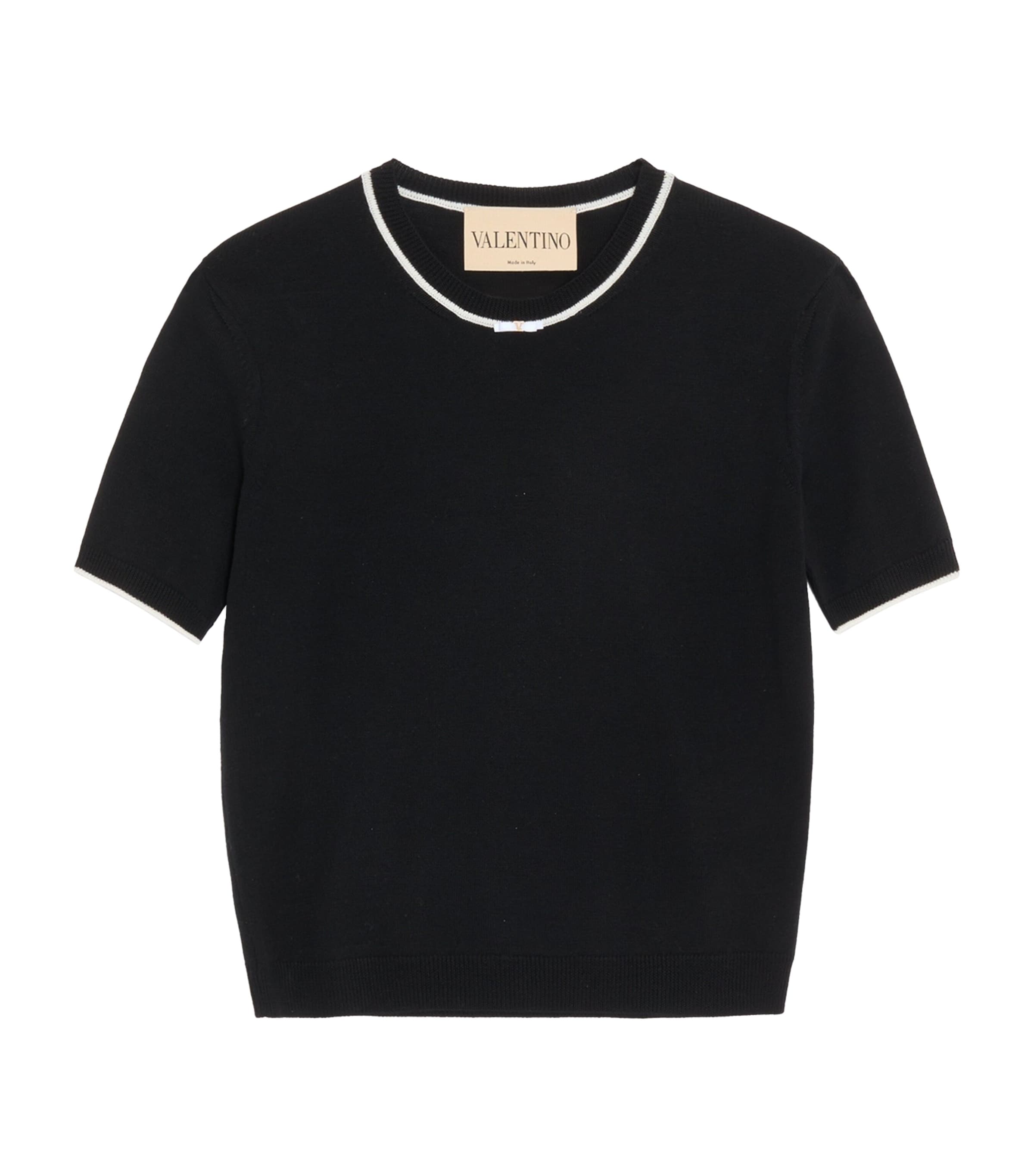 Valentino Womens Virgin Wool Short-Sleeve Sweater