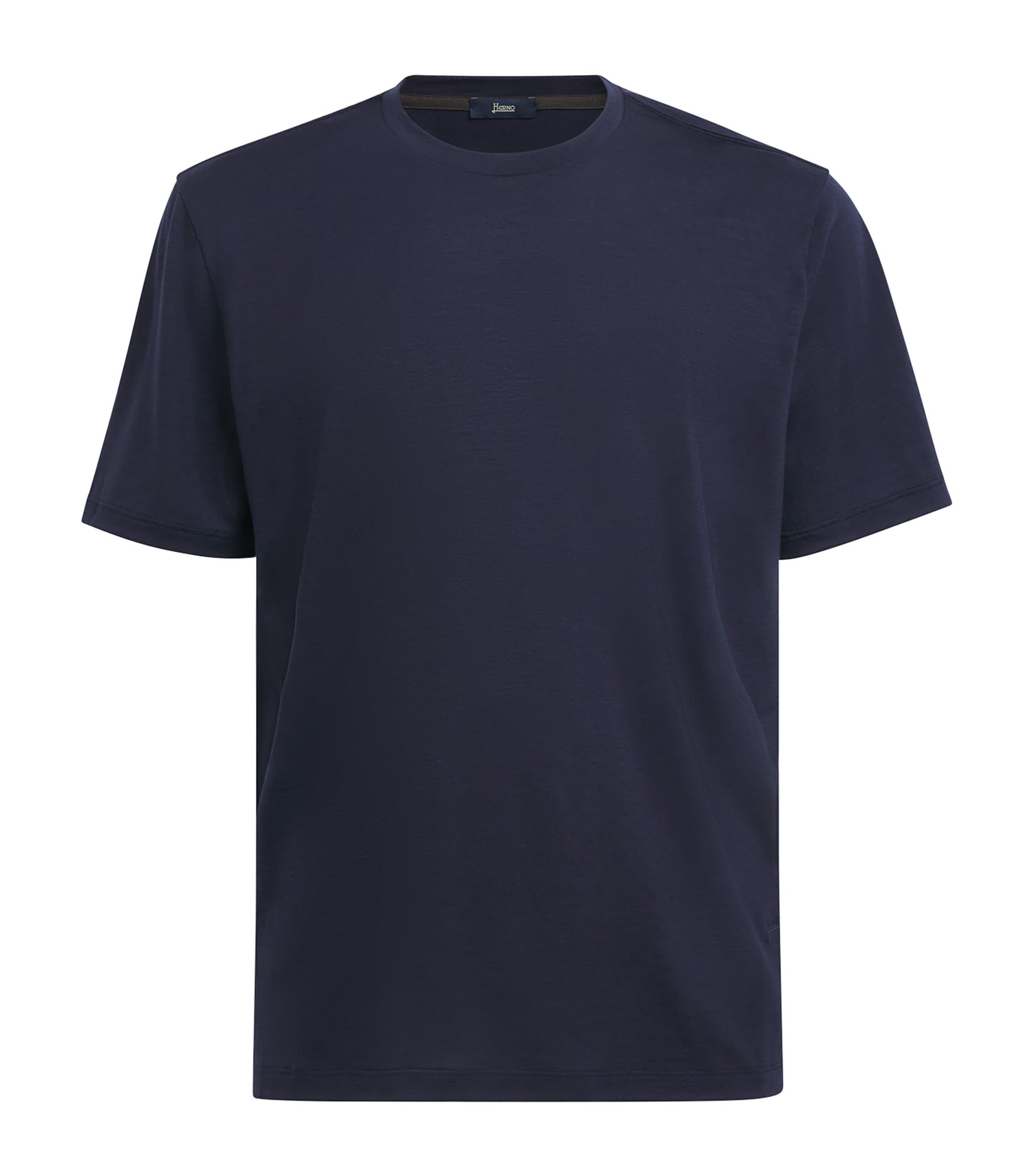 Herno Mens Wool Logo T-Shirt Blu Navy