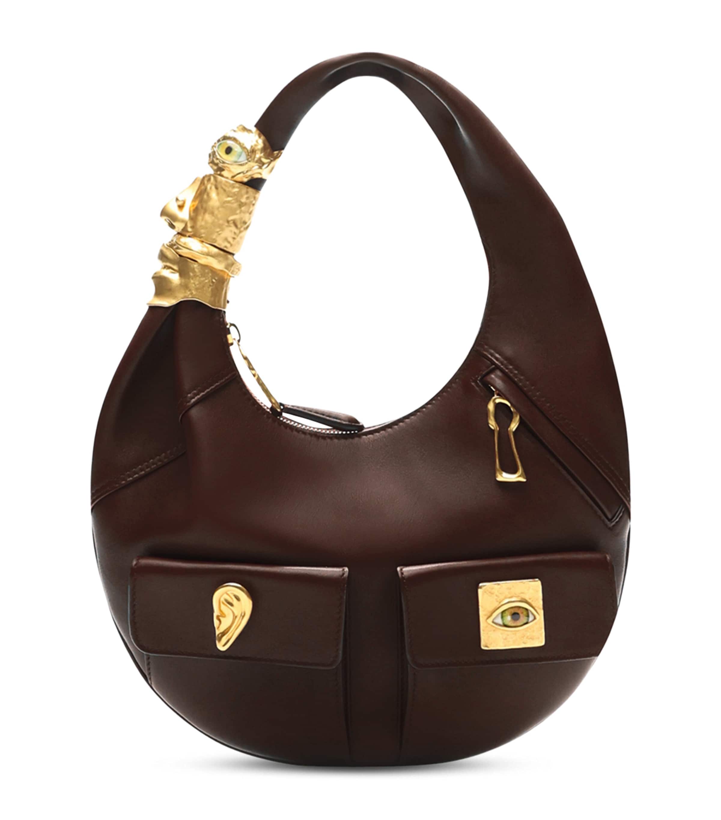 Schiaparelli Small Calfskin Soufflé Shoulder Bag Burgundy