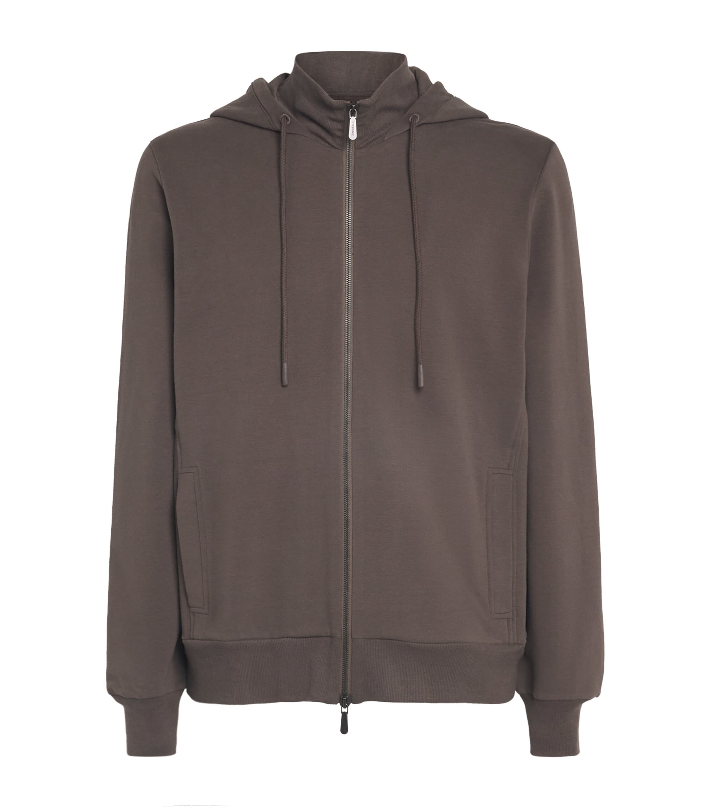 Zimmerli Mens Winter Lounge Zip-Up Hoodie Chesnut