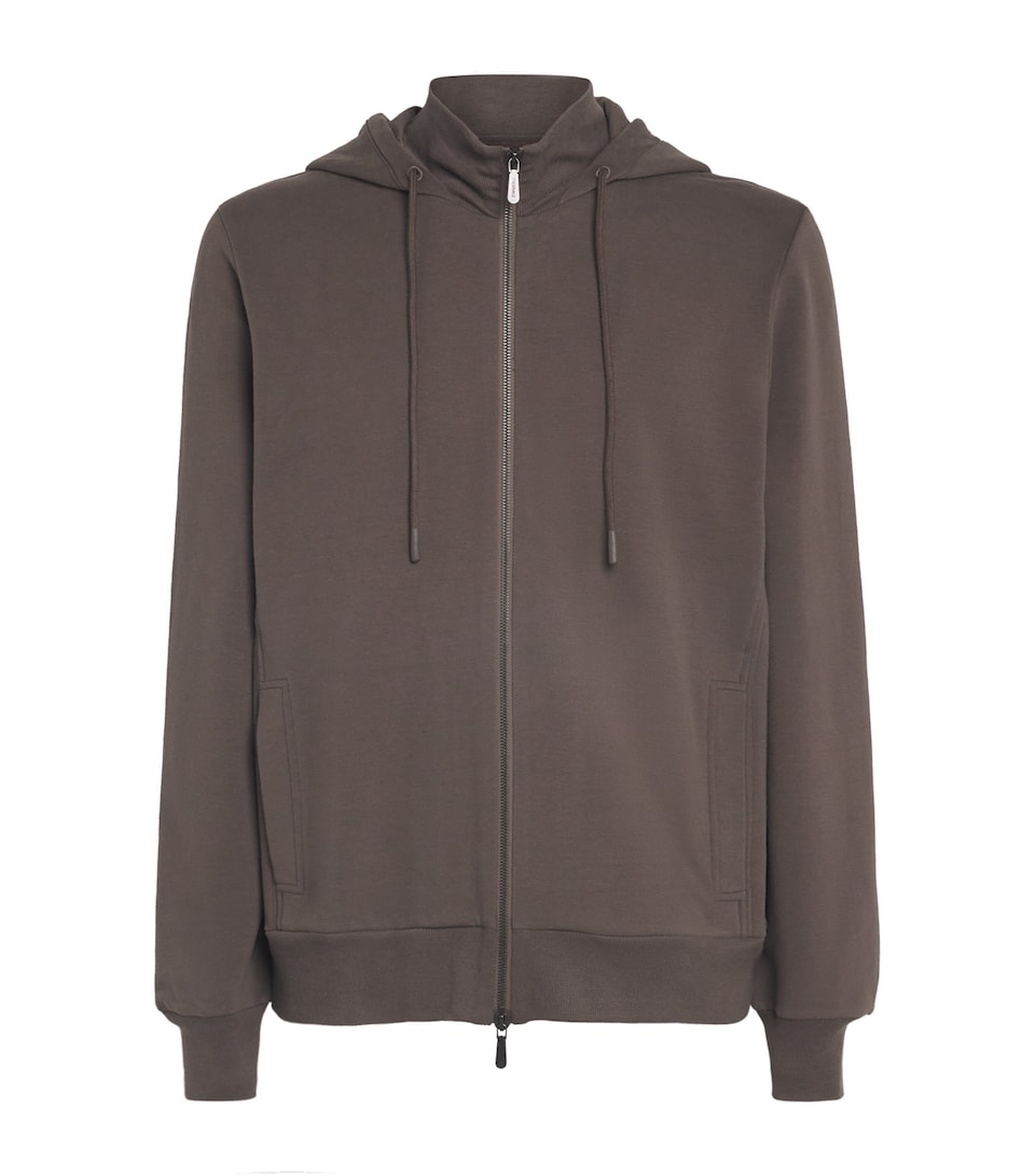 Zimmerli Mens Winter Lounge Zip-Up Hoodie Chesnut