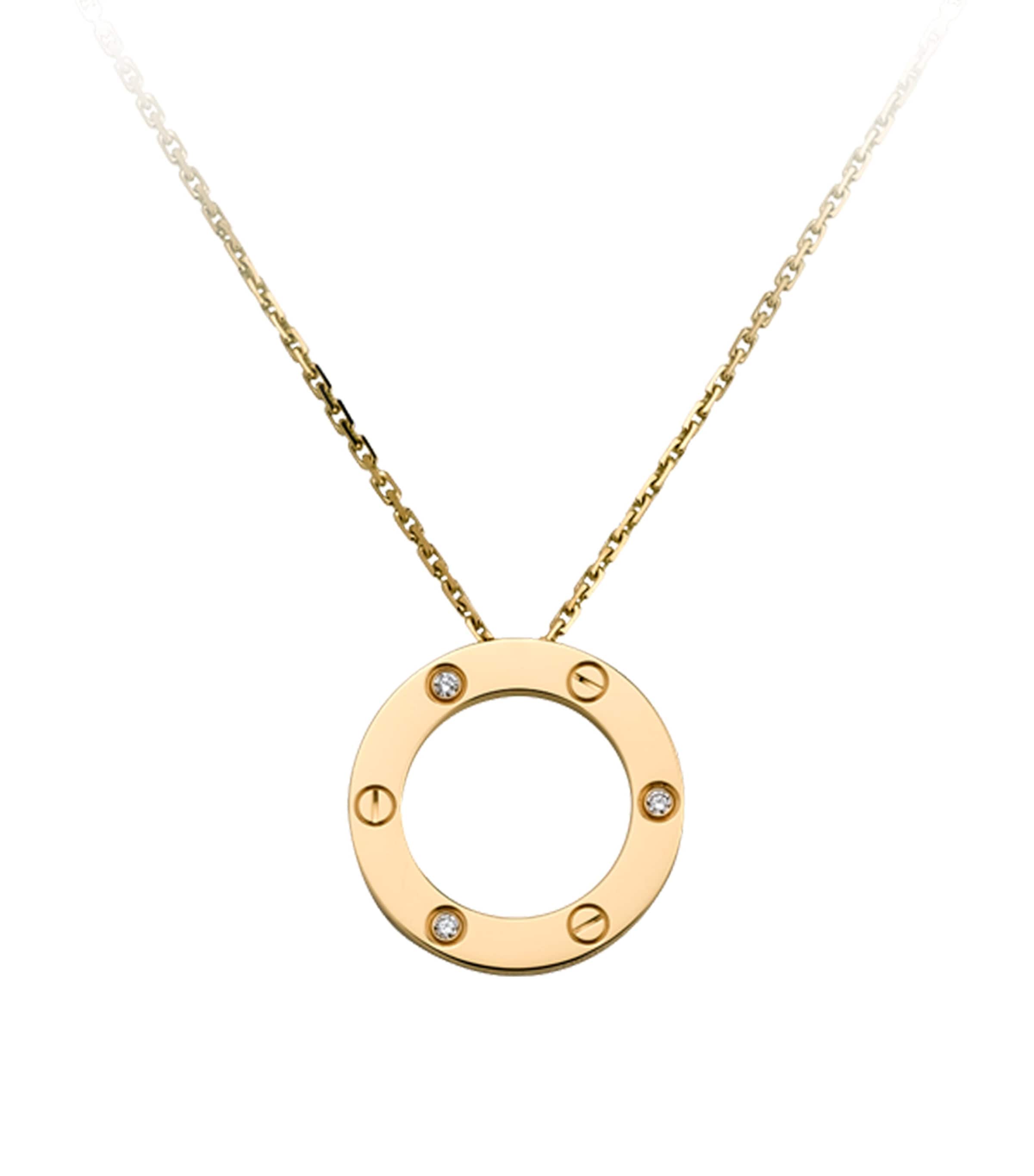 Yellow Gold and Diamond LOVE Necklace