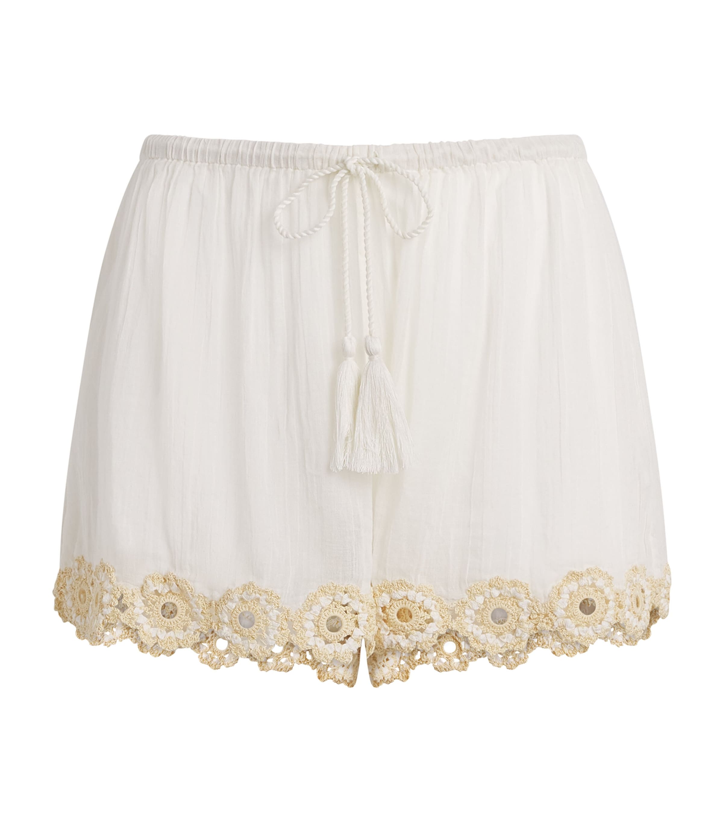 Ulla Johnson Womens Cotton Crochet Liya Shorts Creme