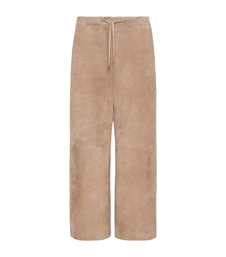 Max Mara Womens Suede Drawstring Trousers Colonial