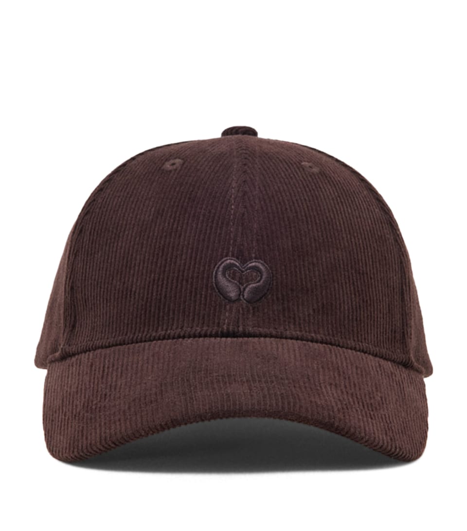 Maje Corduroy Logo Baseball Cap Dark Brown