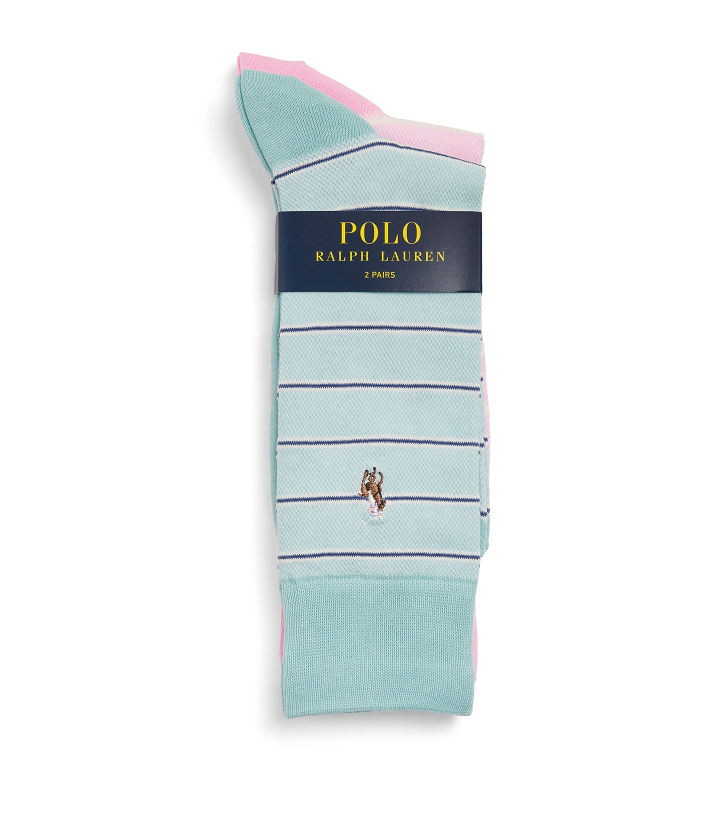 Polo Ralph Lauren Mens Polo Pony Oxford Socks (Pack of 2) Pale Blue/pink