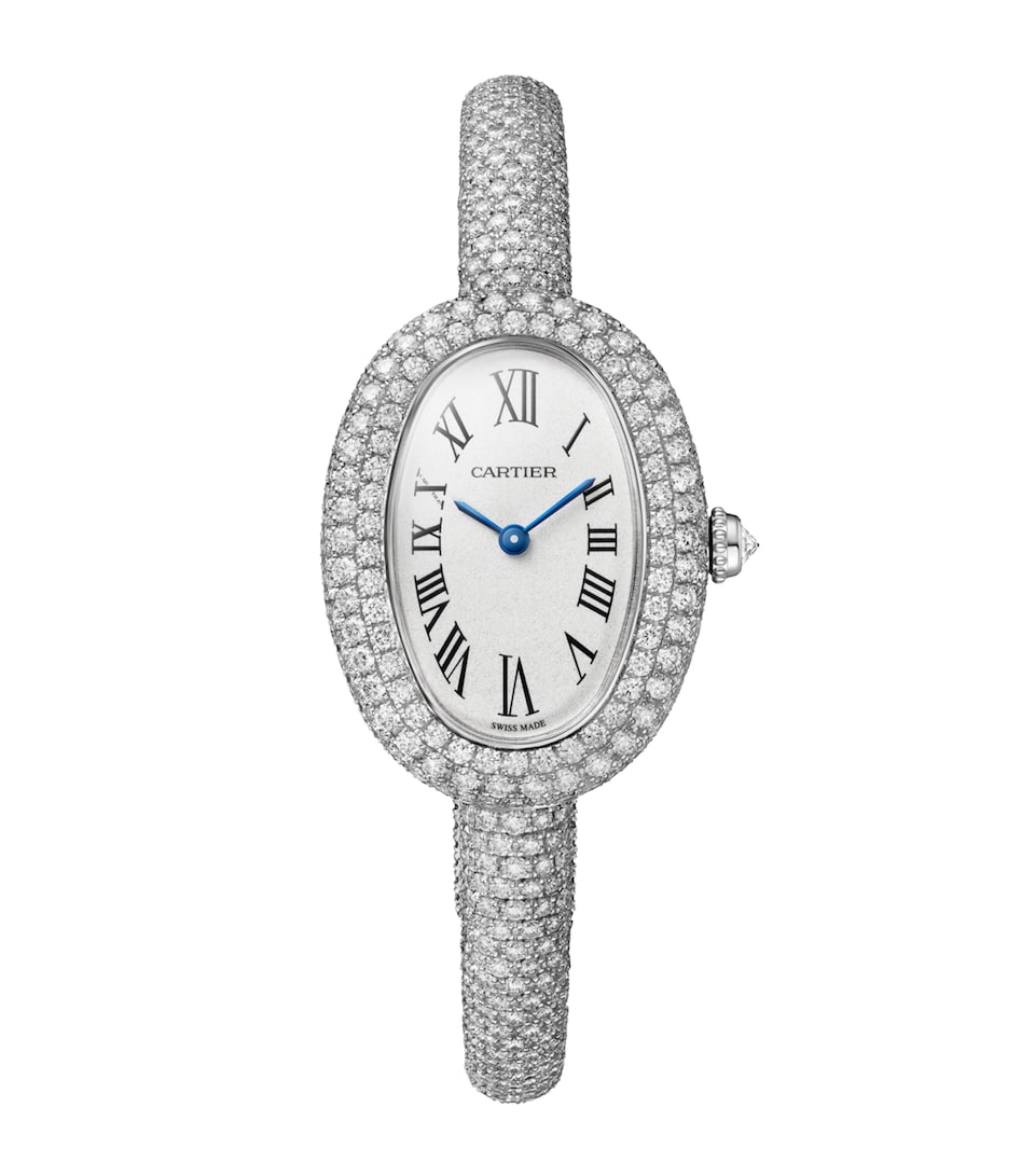 Small White Gold and Diamond Baignoire de Cartier Watch 15.2mm (Size 15)