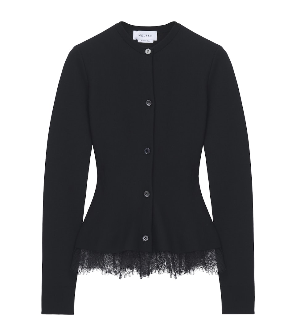 McQueen Womens Lace-Trim Cardigan