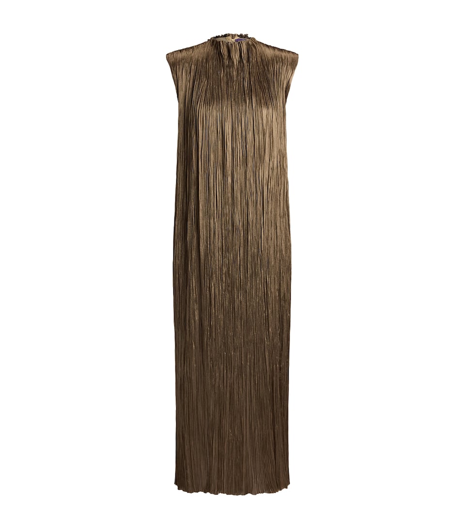 Ralph Lauren Collection Womens Pleated Virna Maxi Dress Antique Bronze