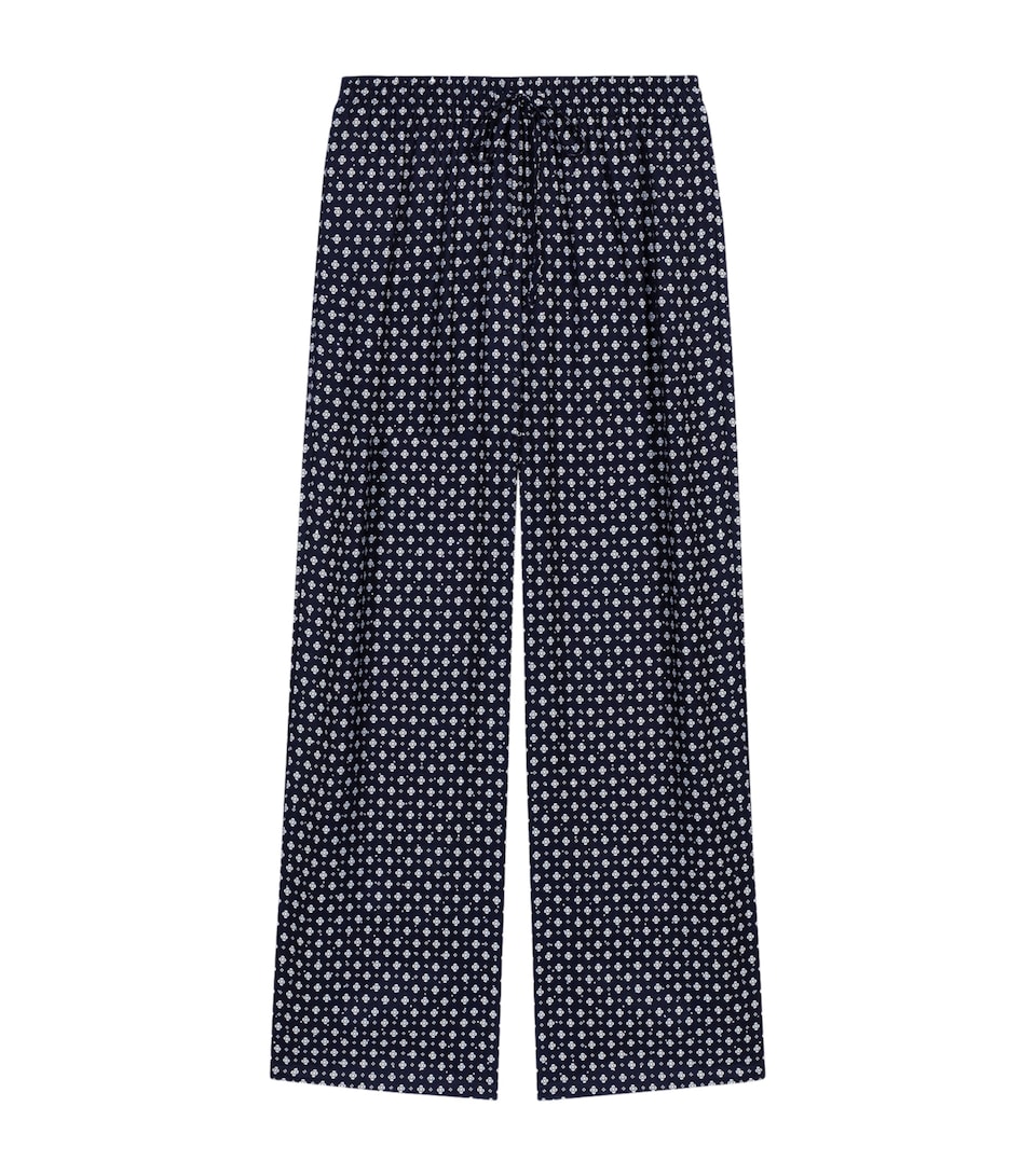 Maje Womens Rhinestone Printed Wide-Leg Trousers Navy Loungewear