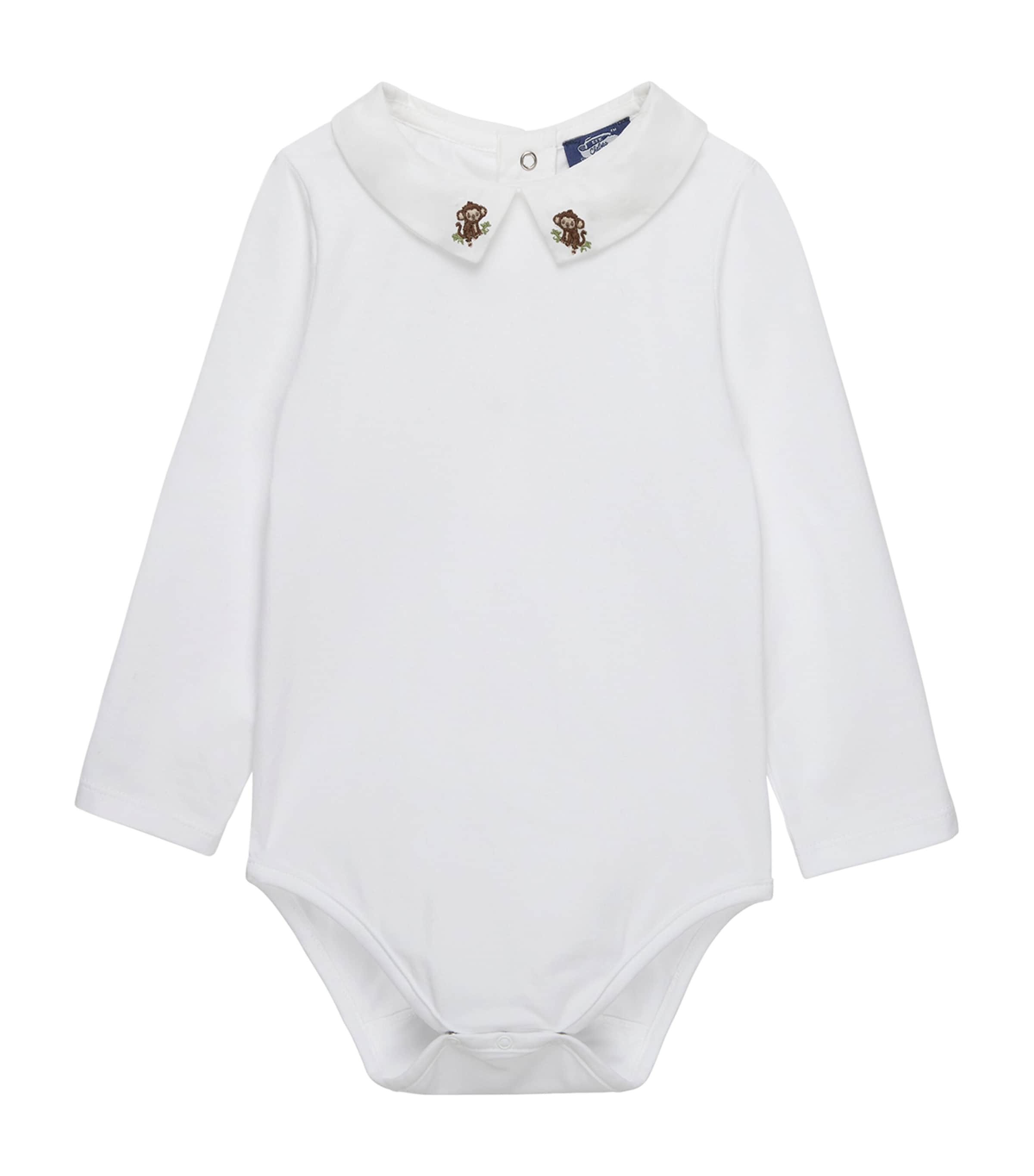 Trotters Stretch-Cotton Monkey Monty Bodysuit (3-24 Months) White