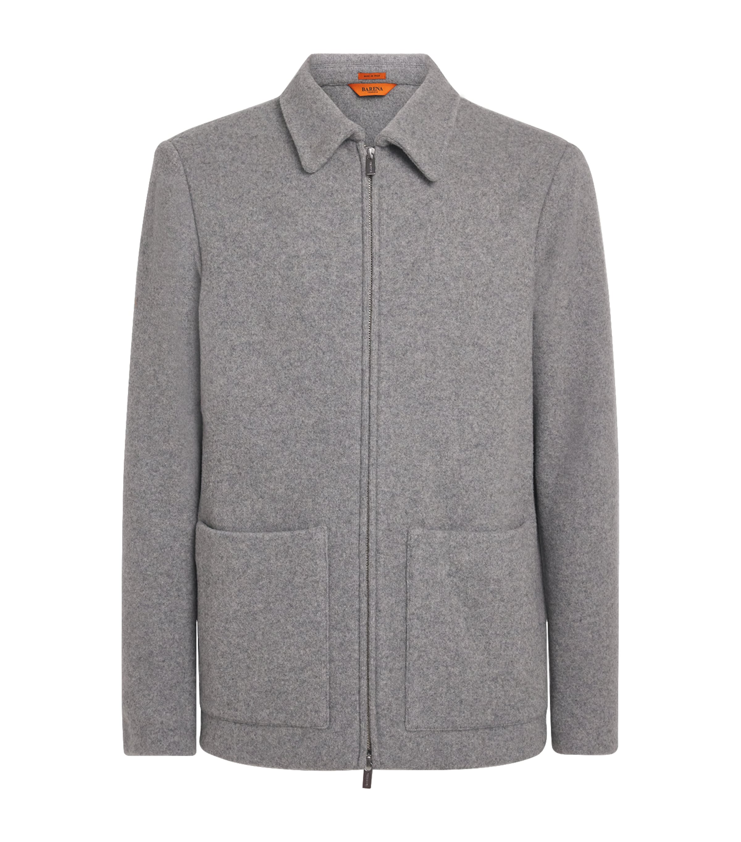 Barena Mens Wool-Blend Zip-Up Cardigan Grigio
