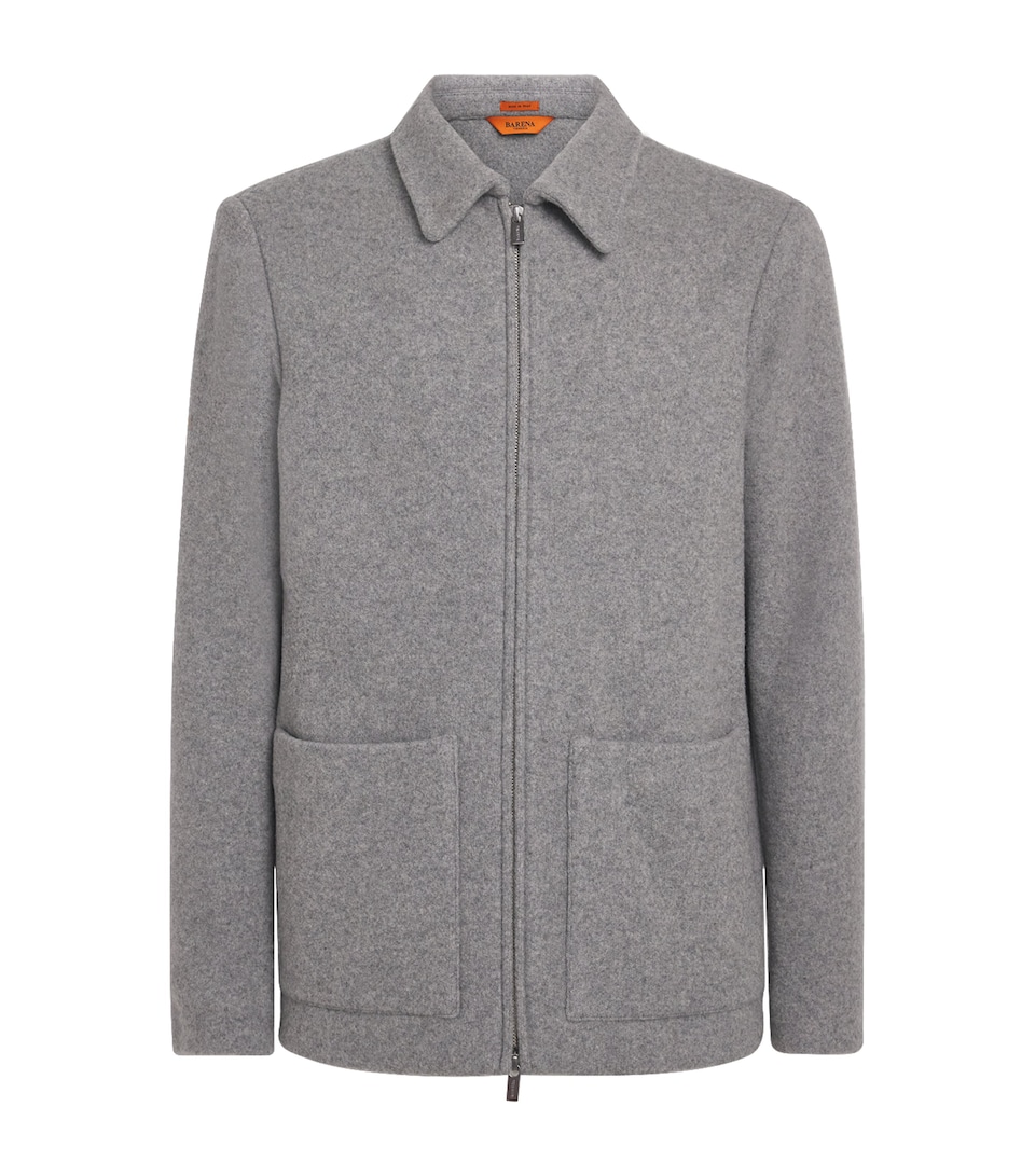 Barena Mens Wool-Blend Zip-Up Cardigan Grigio