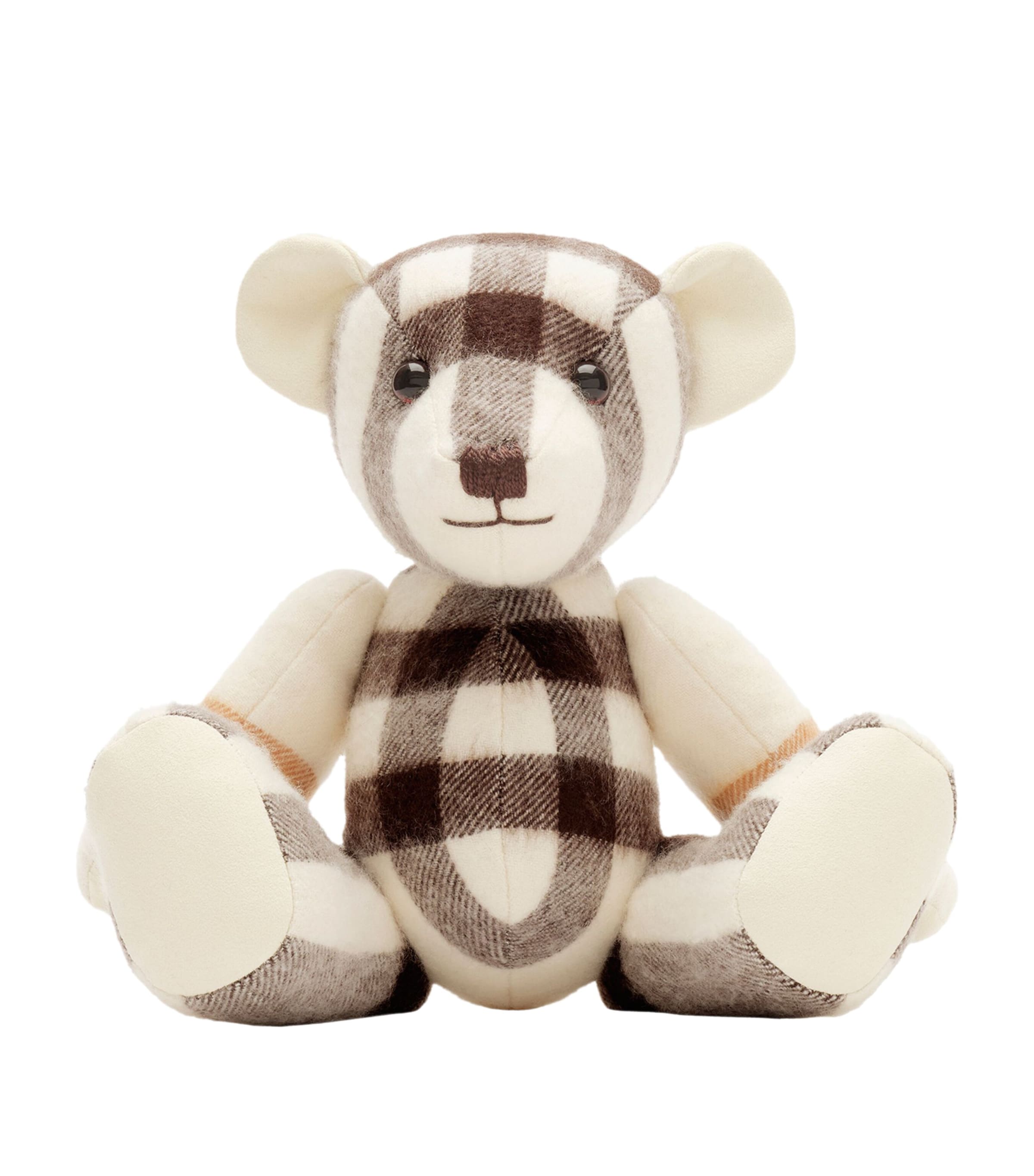 Burberry Cashmere Check Thomas Bear (30cm) Pebble White