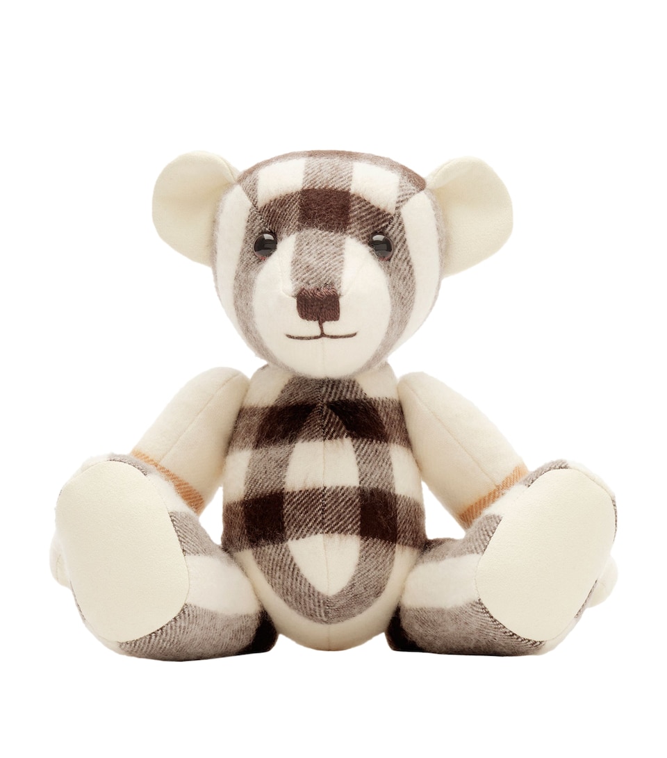 Burberry Cashmere Check Thomas Bear (30cm) Pebble White