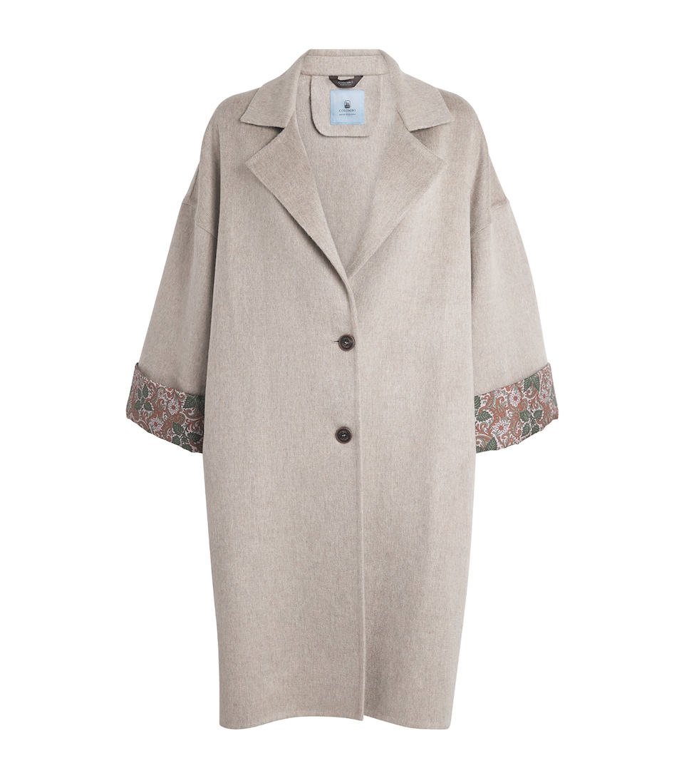 Colombo Womens Cashmere-Blend Trench Coat Beige/grey