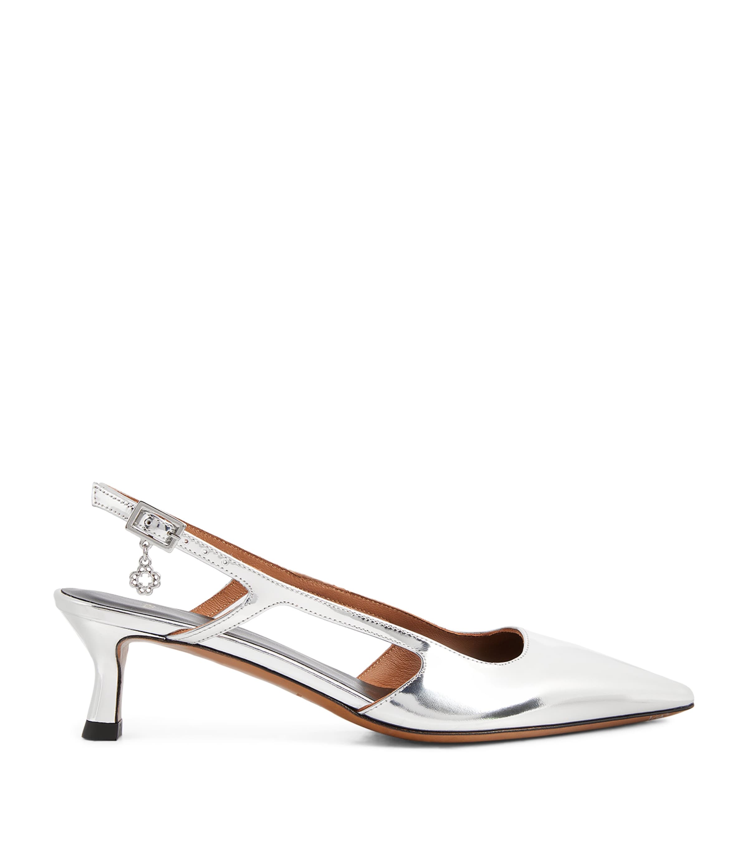 Maje Metallic Slingback Pumps 50 Silver