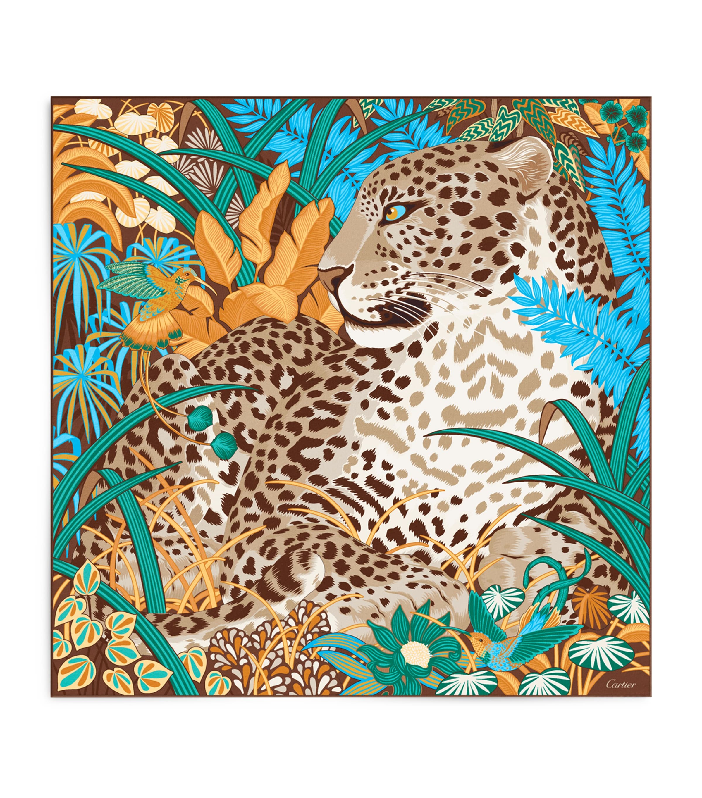 Cartier Silk Panthère Jungle Scarf Beige