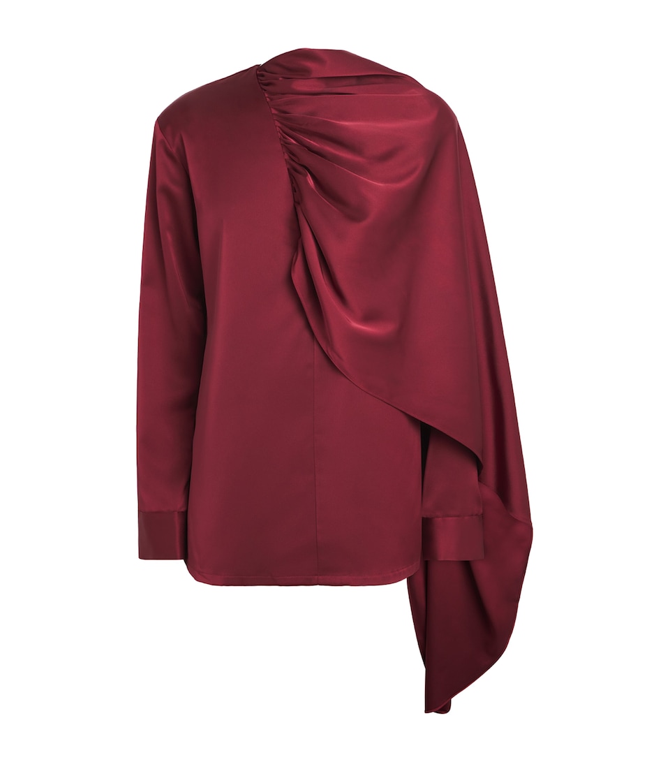Source Unknown Womens Long-Sleeve Scarf Koa Blouse Bg