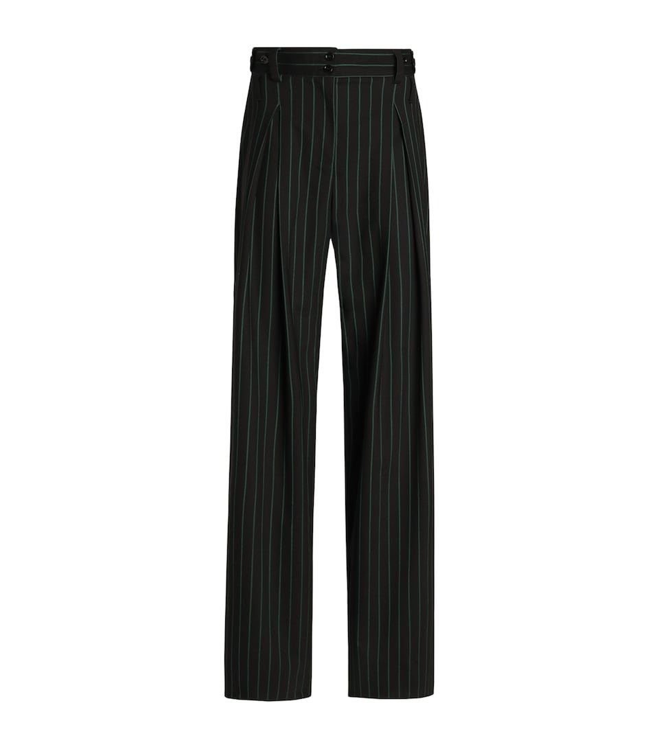 Dolce&Gabbana Womens Wool-Blend Stripe Trousers Striped
