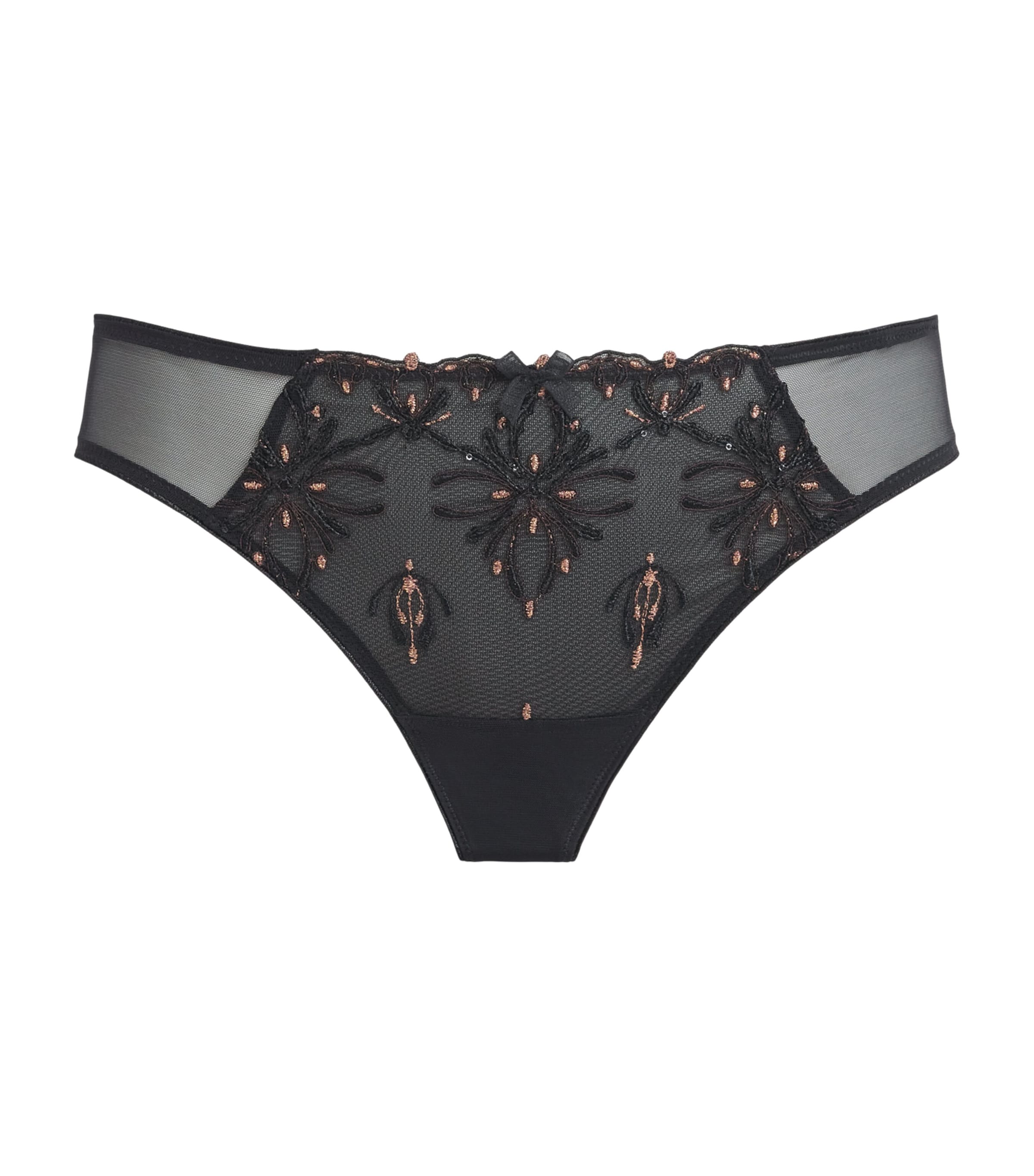 Chantelle Womens Lace Champs Elysées Tanga Briefs Dazzling Black