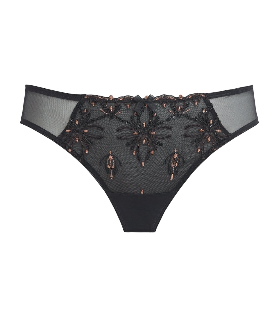 Chantelle Womens Lace Champs Elysées Tanga Briefs Dazzling Black