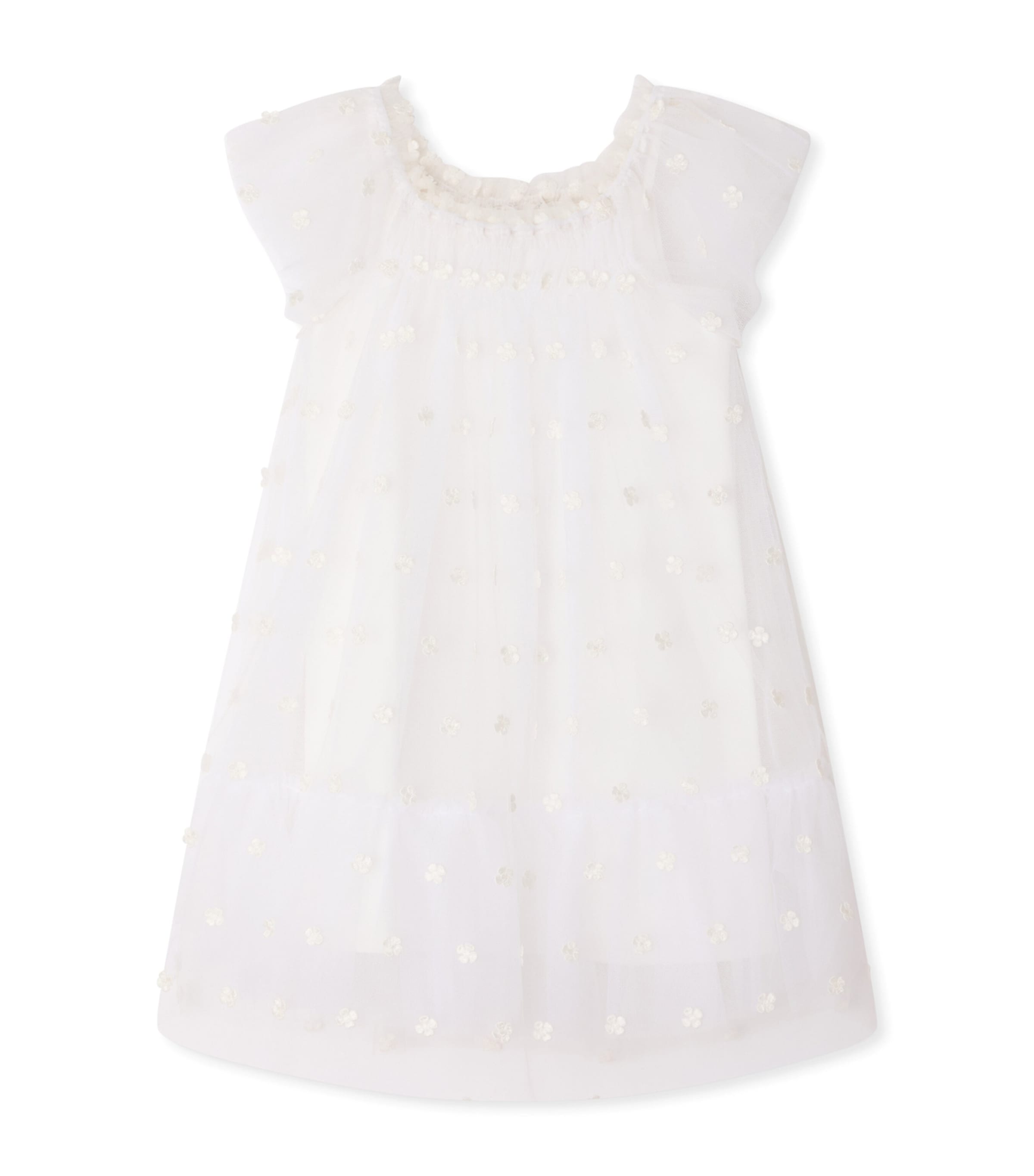 Bonpoint Cotton Embroidered Lisabeth Dress (10-14 Years) Blanc Naturel