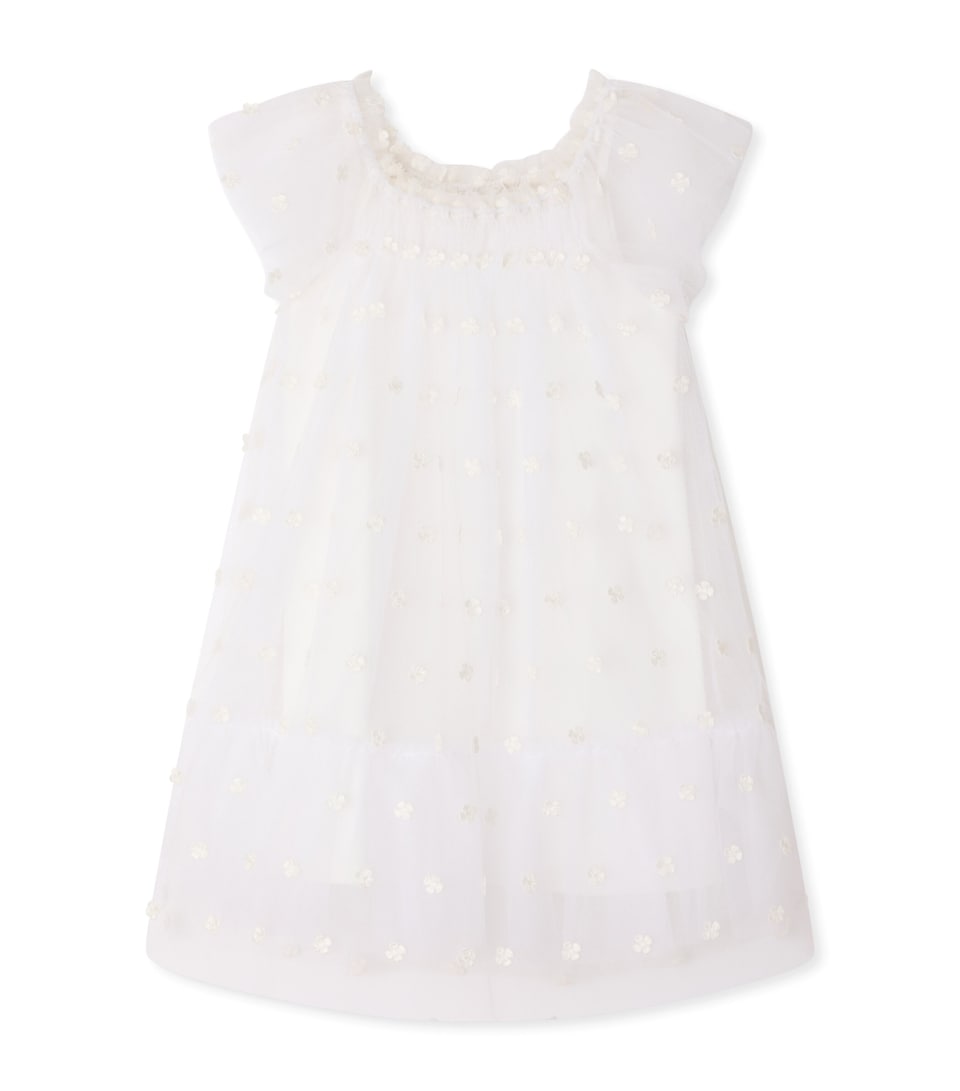 Bonpoint Cotton Embroidered Lisabeth Dress (10-14 Years) Blanc Naturel