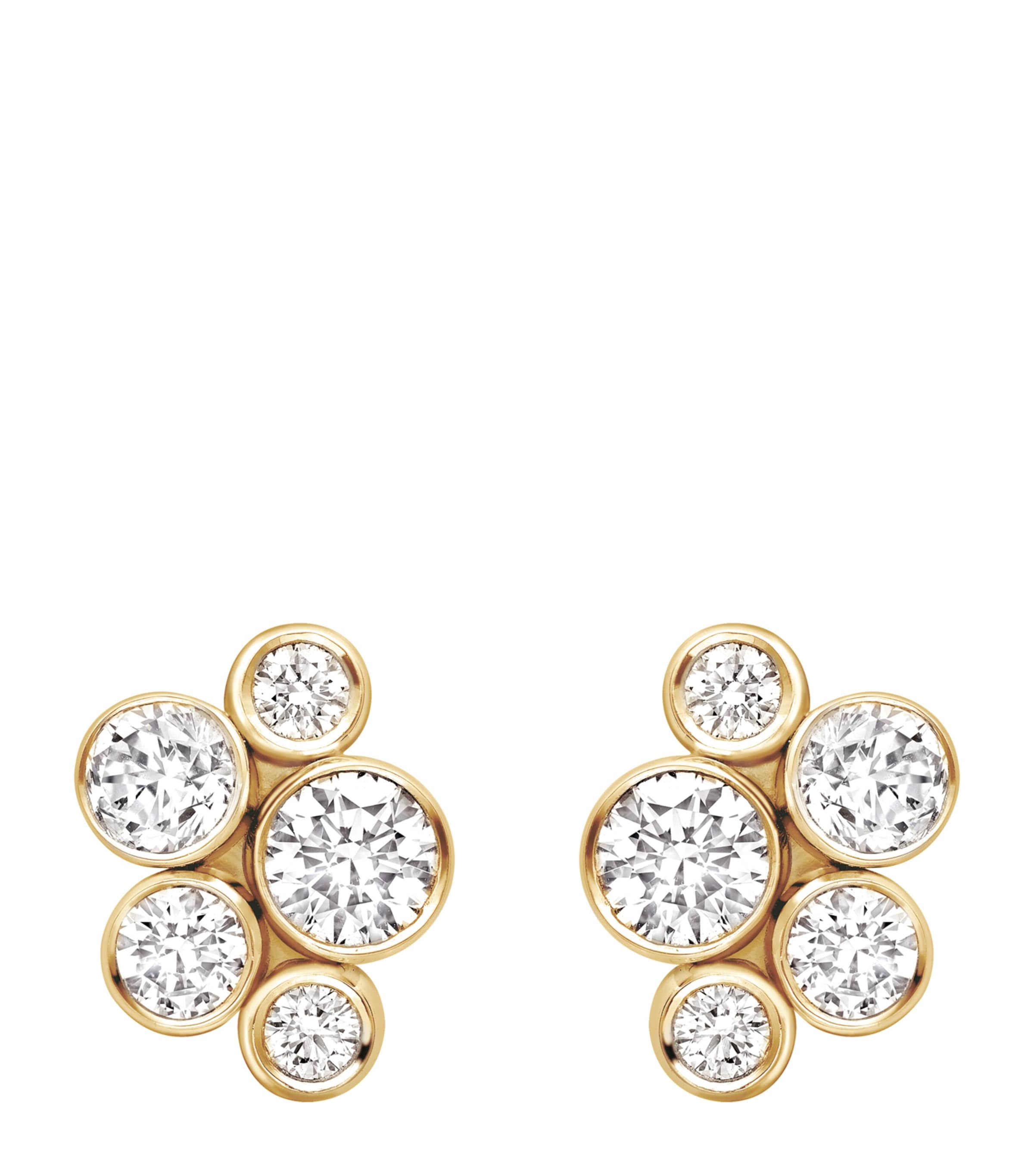 Boodles Yellow Gold and Diamond Raindance Cluster Stud Earrings Yellow Gold