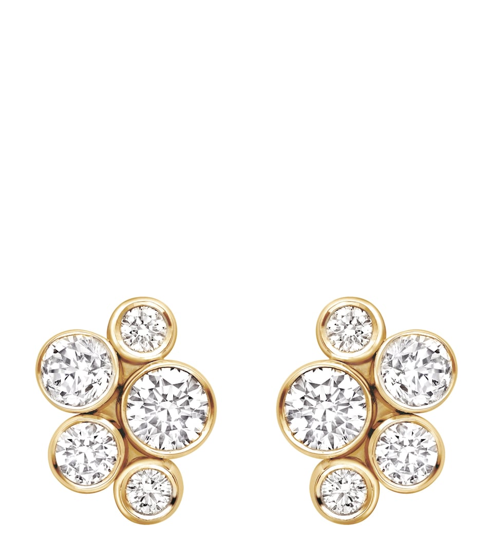 Boodles Yellow Gold and Diamond Raindance Cluster Stud Earrings Yellow Gold