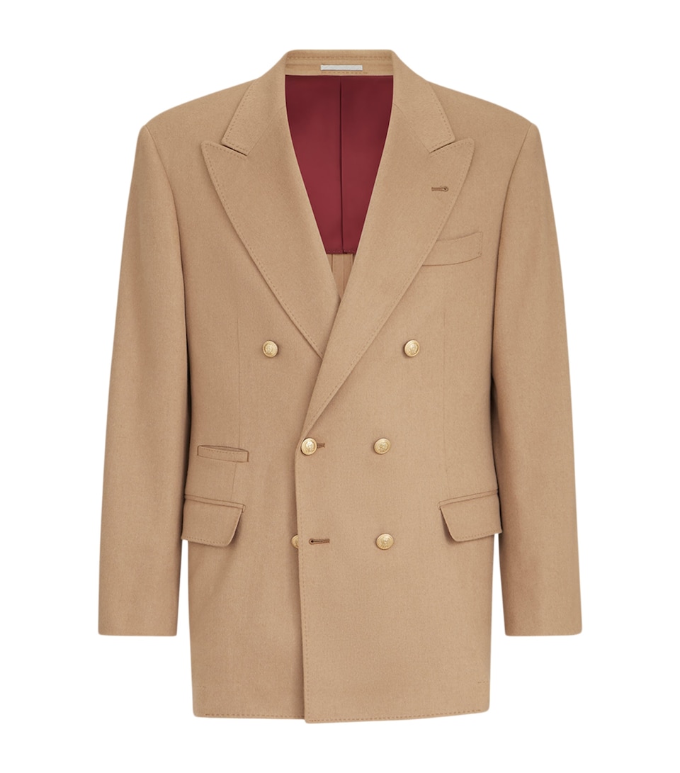 Brunello Cucinelli Mens Camel One-and-a-Half Breasted Blazer