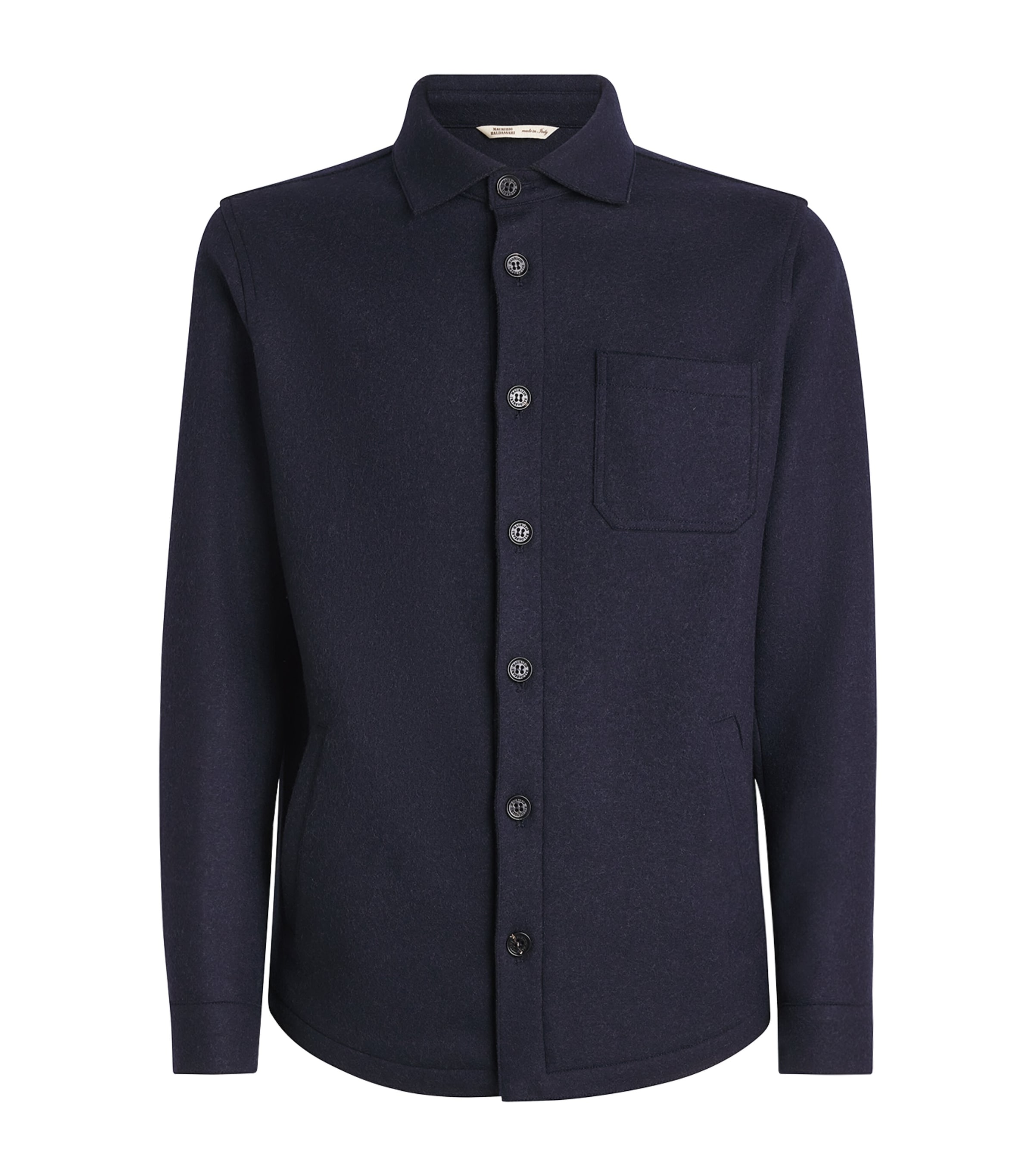 Maurizio Baldassari Mens Virgin Wool-Blend Overshirt Night Shadow Blu