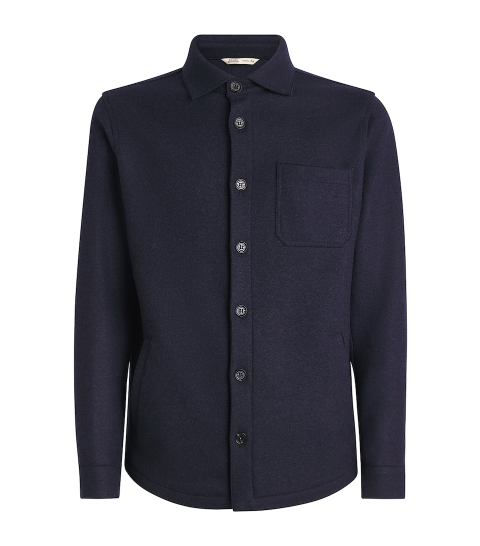 Maurizio Baldassari Mens Virgin Wool-Blend Overshirt Night Shadow Blu