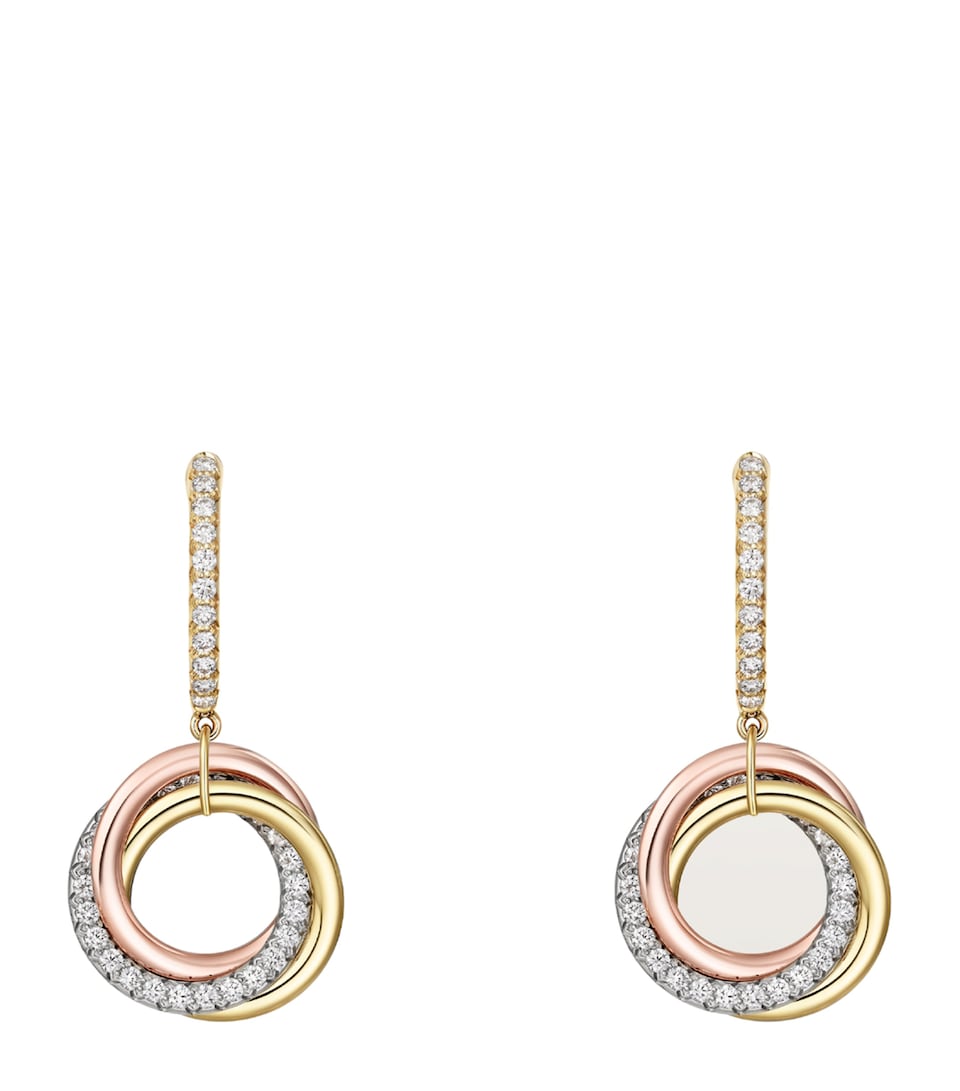 Cartier Yellow, White, Rose Gold and Diamond Trinity Earrings Mixed Gold