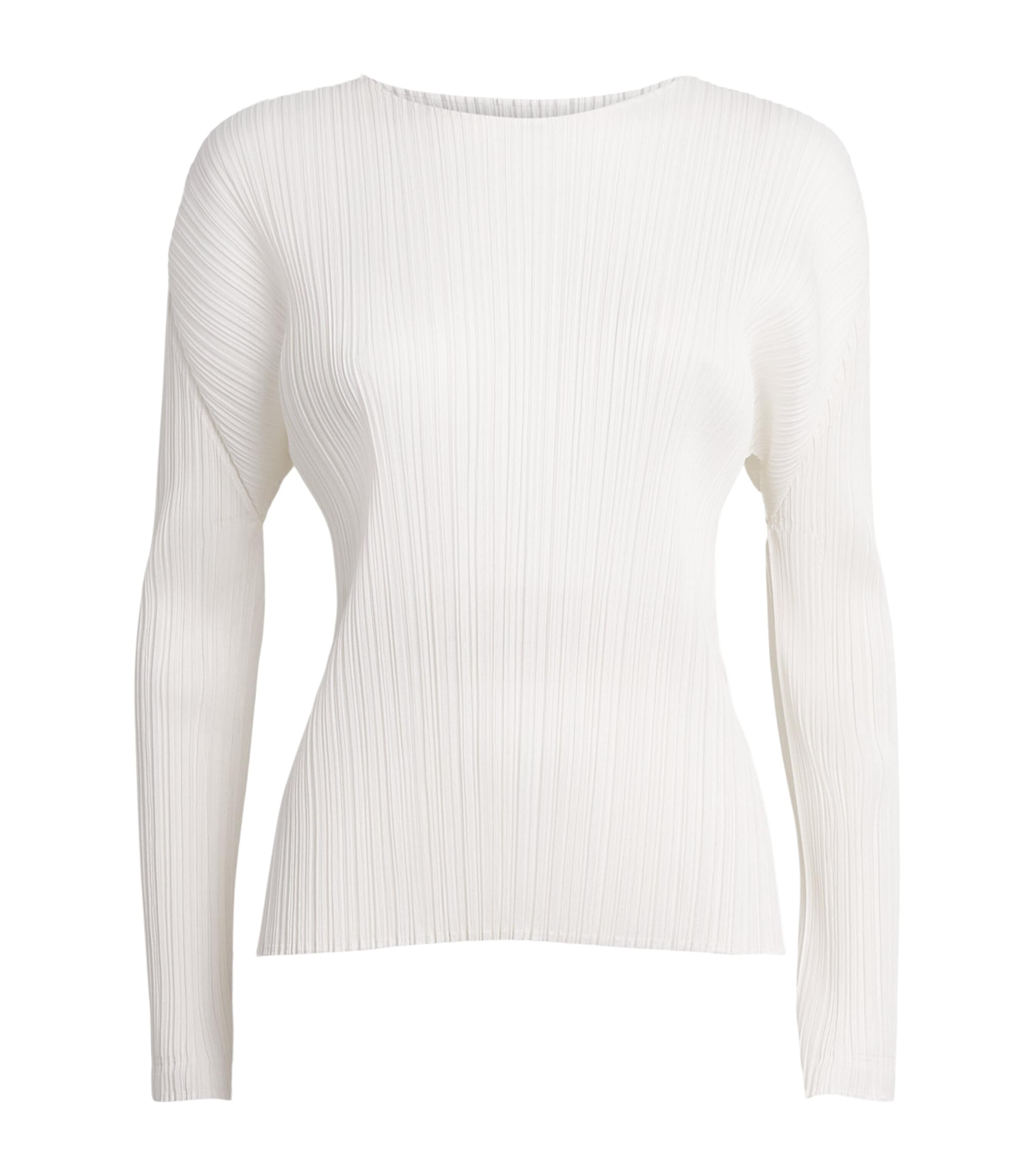 Pleats Please Issey Miyake Womens Monthly Colors Long-Sleeve T-Shirt White