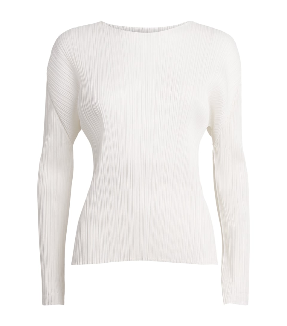 Pleats Please Issey Miyake Womens Monthly Colors Long-Sleeve T-Shirt White