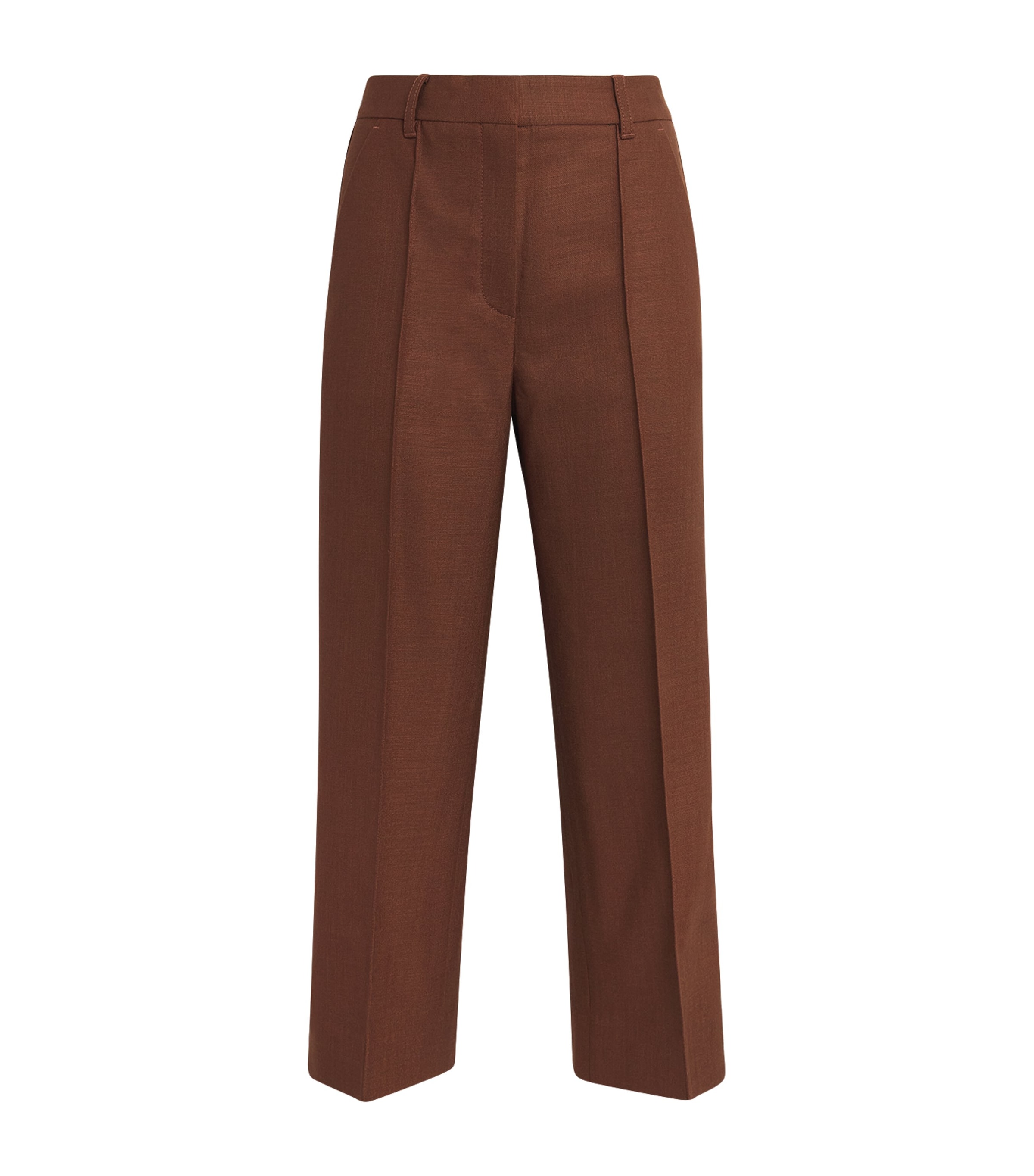 ME+EM Womens Wool-Blend Cropped Trousers Pecan Brown