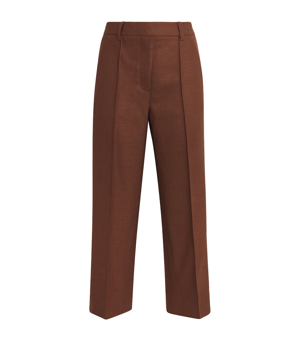 ME+EM Womens Wool-Blend Cropped Trousers Pecan Brown