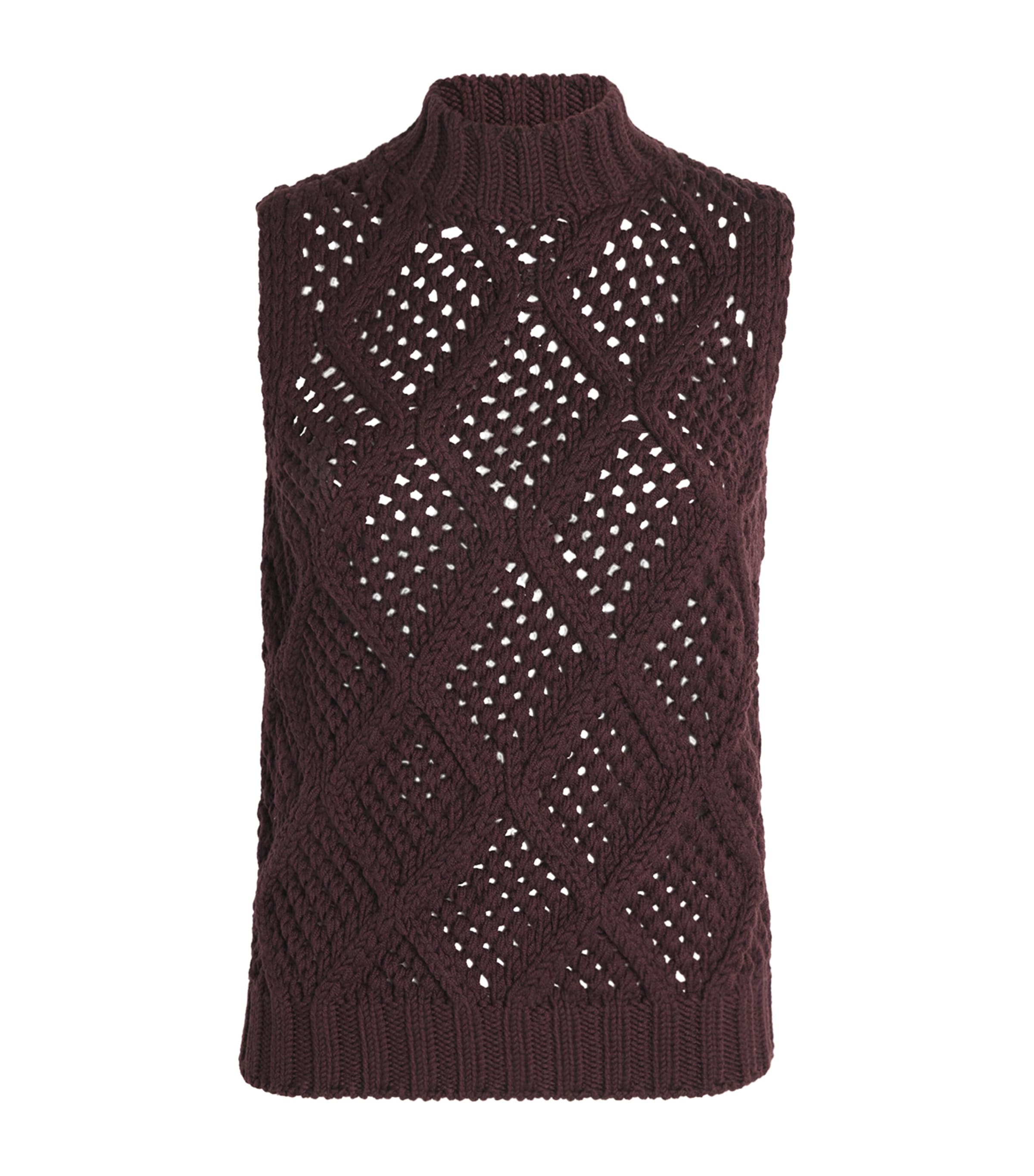 Wool Openwork-Cable Knit Sweater Vest