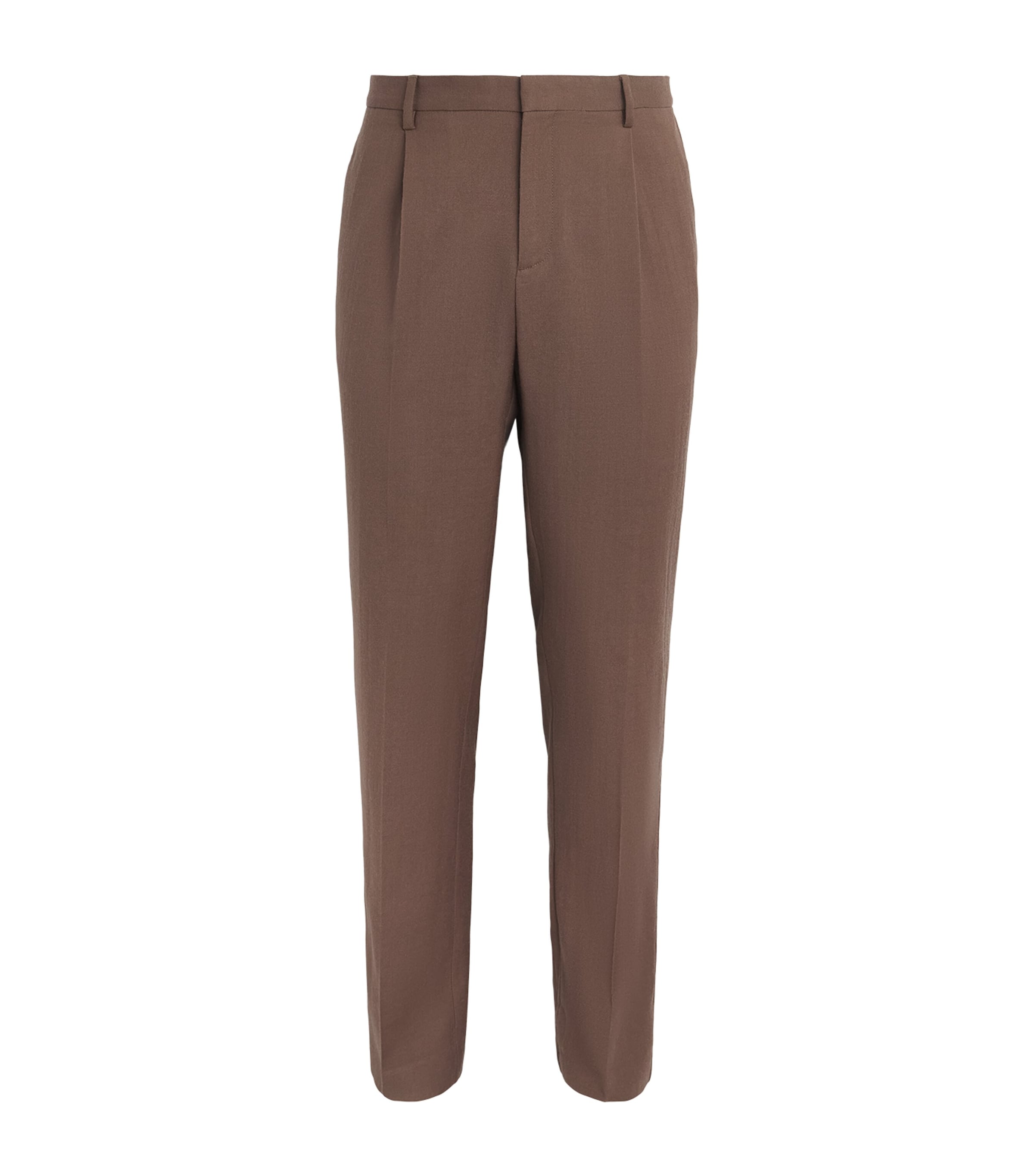 Sunspel Mens Wool Pleated Trousers Light Brown Brdb