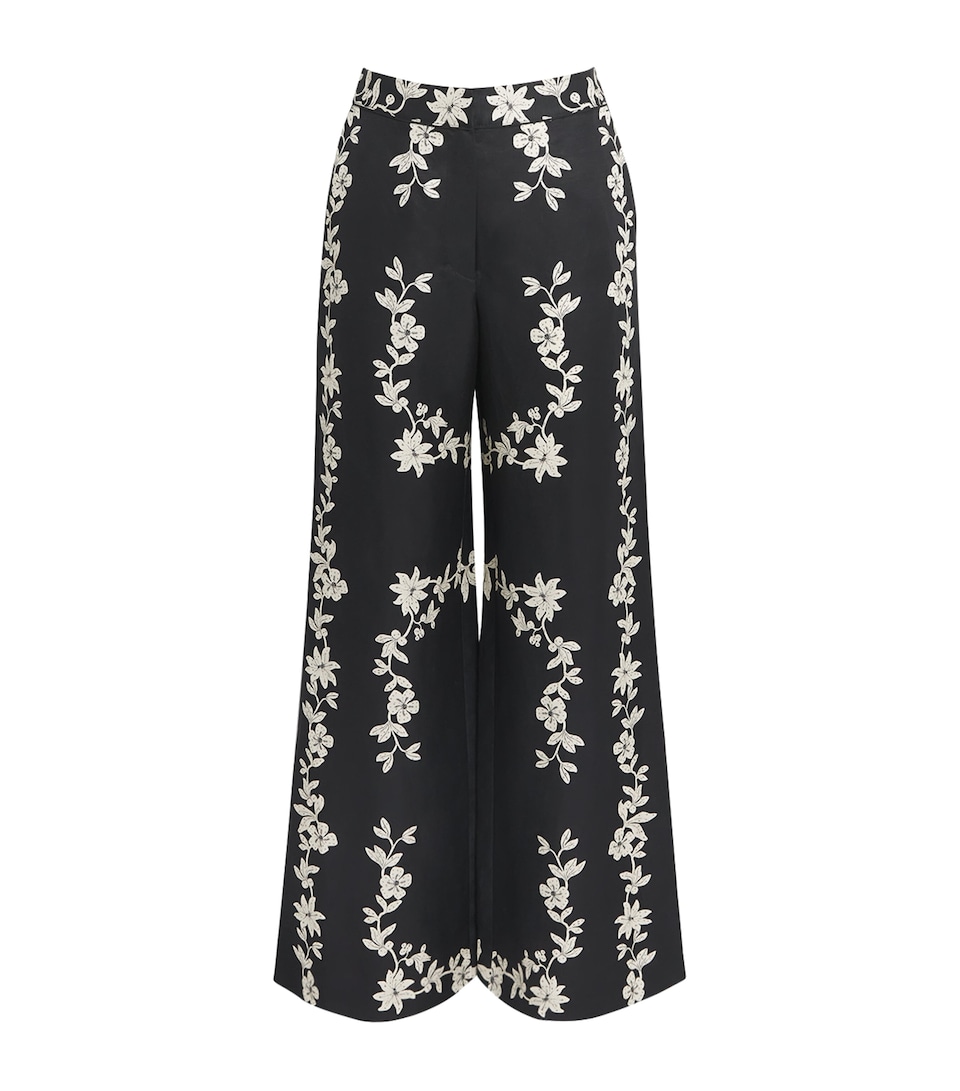 Claudie Pierlot Womens Floral Wide-Leg Tailored Trousers Dark Print
