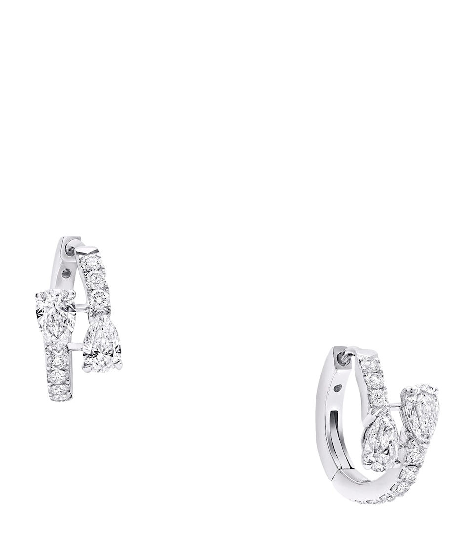 White Gold and Diamond Duet Hoop Earrings