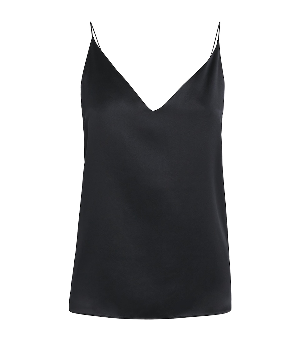 Eleventy Womens Silk V-Neck Cami Top Nero