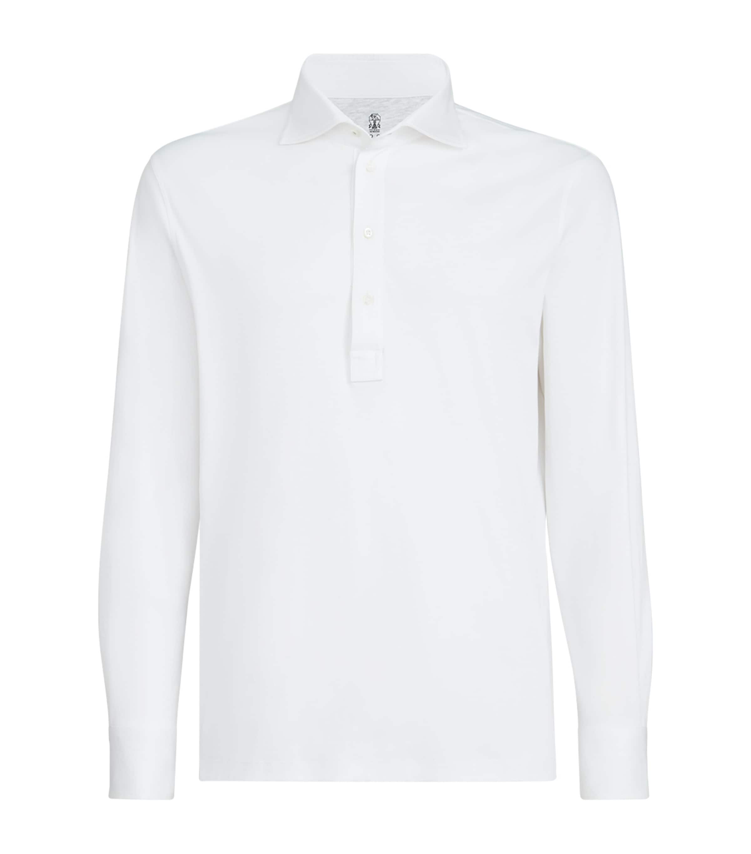 Brunello Cucinelli Mens Cotton Long-Sleeve Polo Shirt