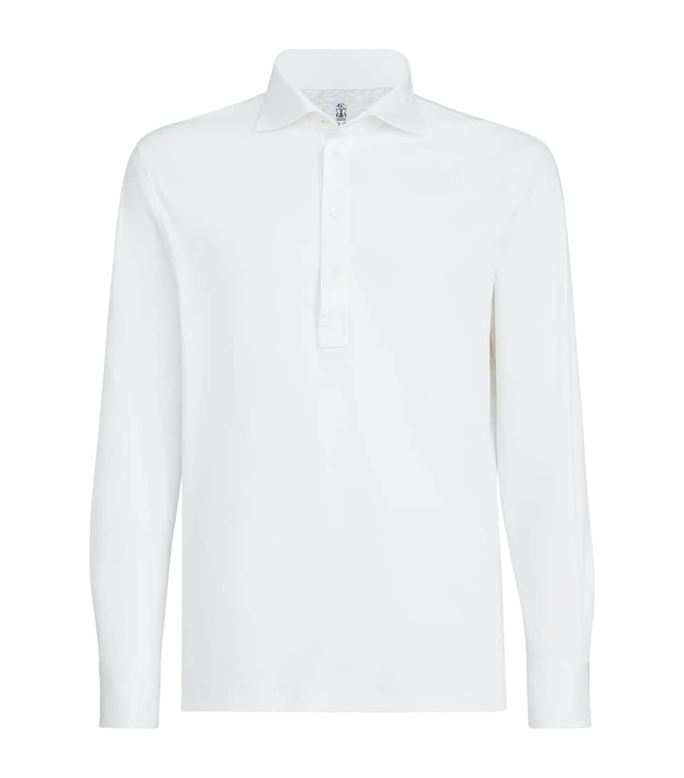 Brunello Cucinelli Mens Cotton Long-Sleeve Polo Shirt